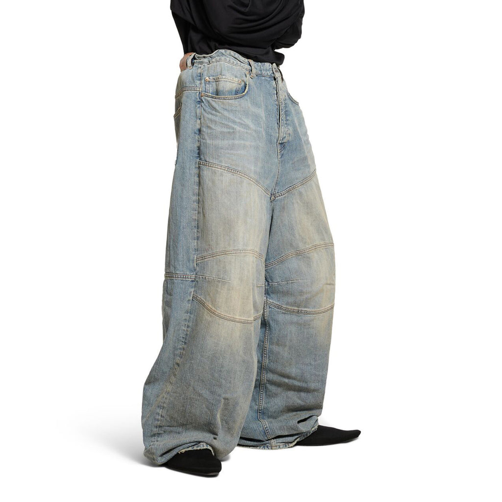 Balenciaga BAGGY Men's Spring/summer Scenic Webbing Contour Deconstructed Straight Leg Pants Denim Trend Old Wide Leg Pants Ngvp #9973