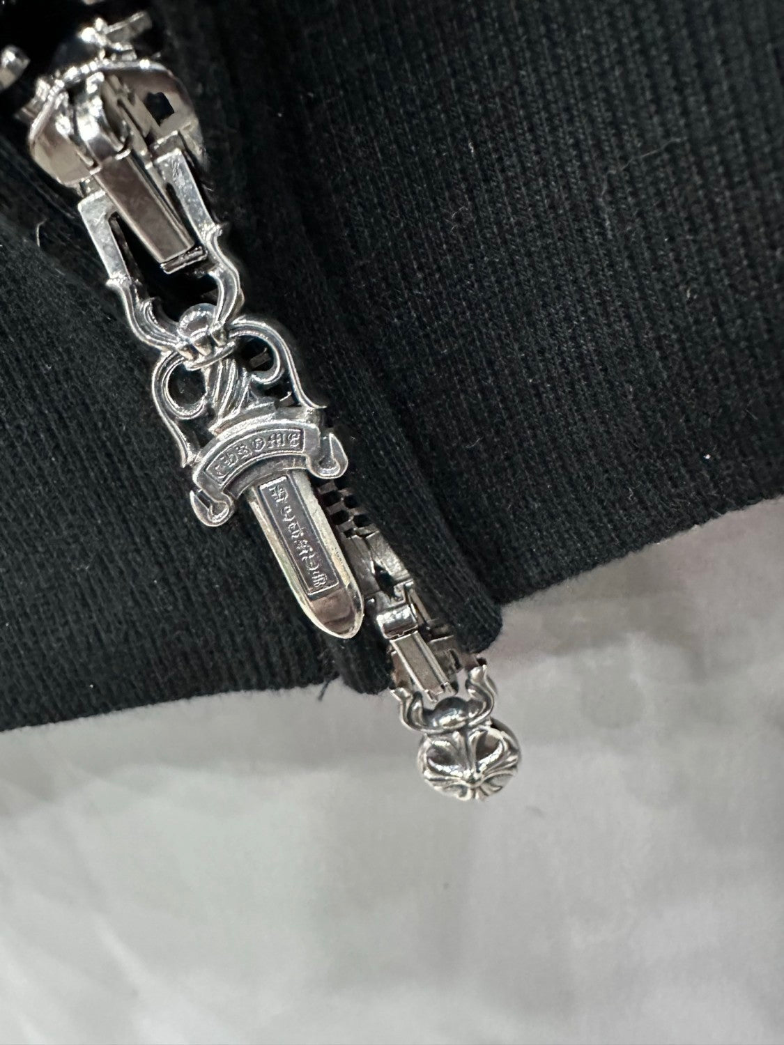 Chrome Hearts Men's and Women's Solid Color Cross Leather Label Hooded Zipper Long Sleeve Sweatshirt Jacket #77969