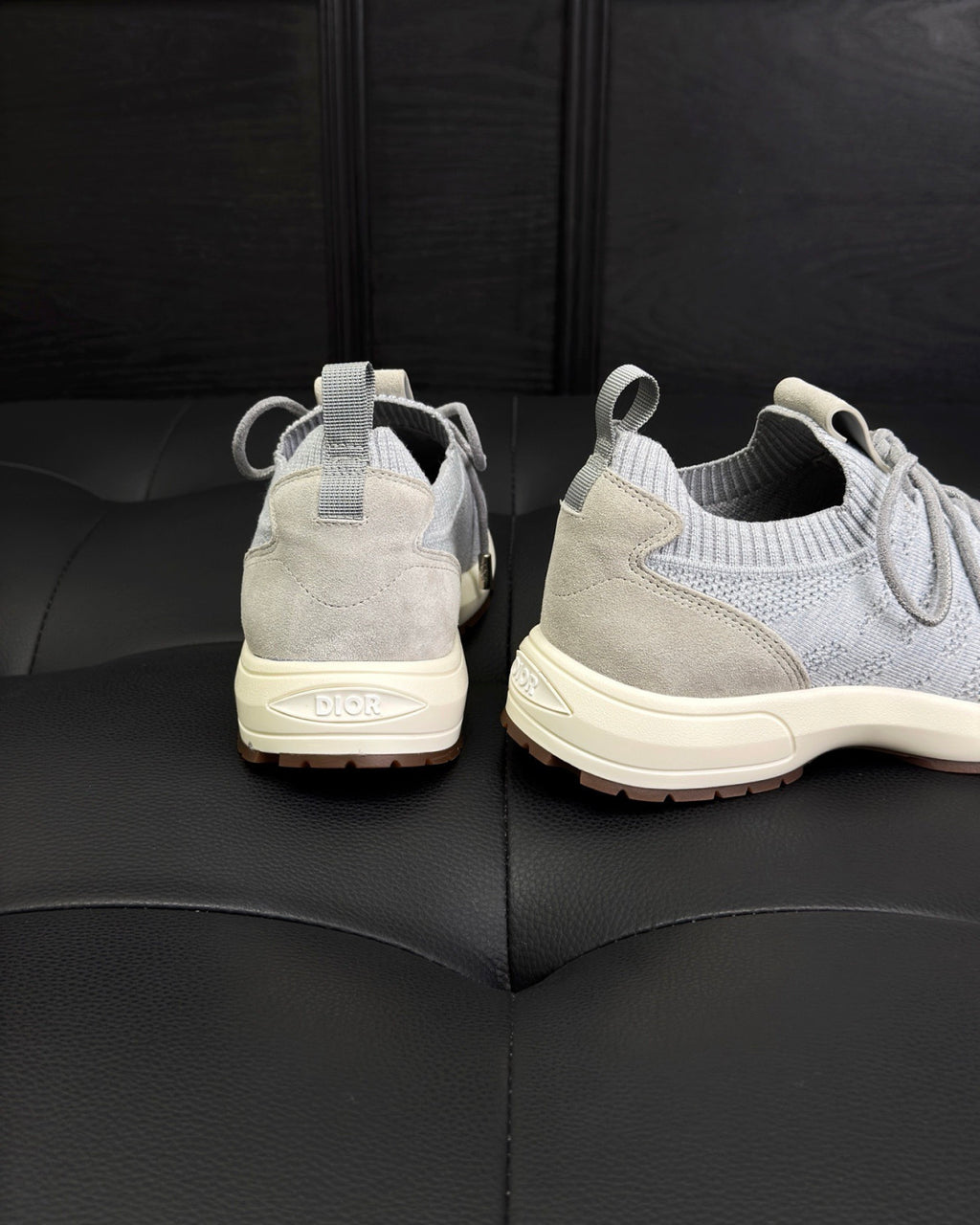 DIOR B80 Lounge Sneaker Dior Gray Cannage Cashmere Wool and Silk Knit with Dior Gray Suede#336623