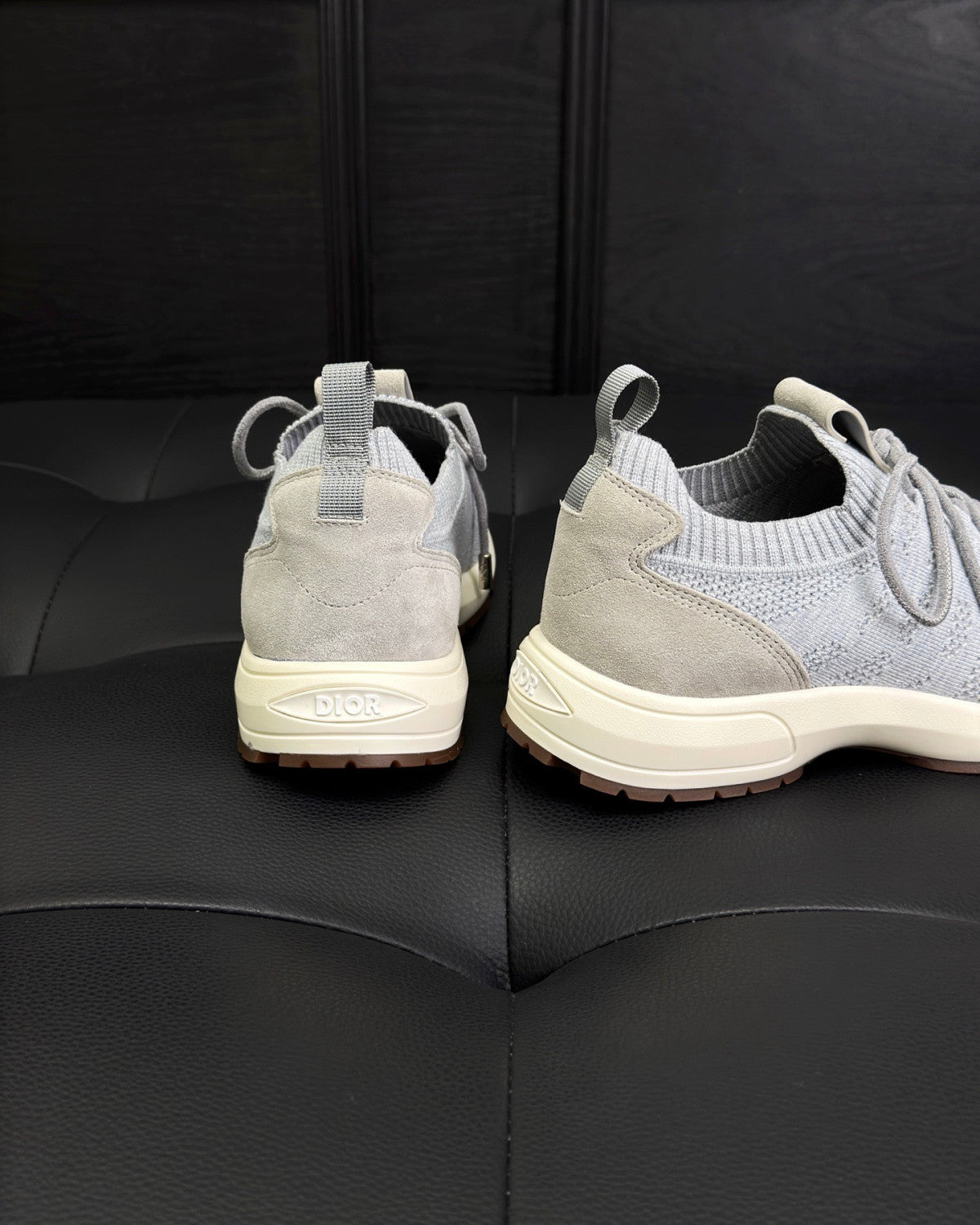 DIOR B80 Lounge Sneaker Dior Gray Cannage Cashmere Wool and Silk Knit with Dior Gray Suede#336623
