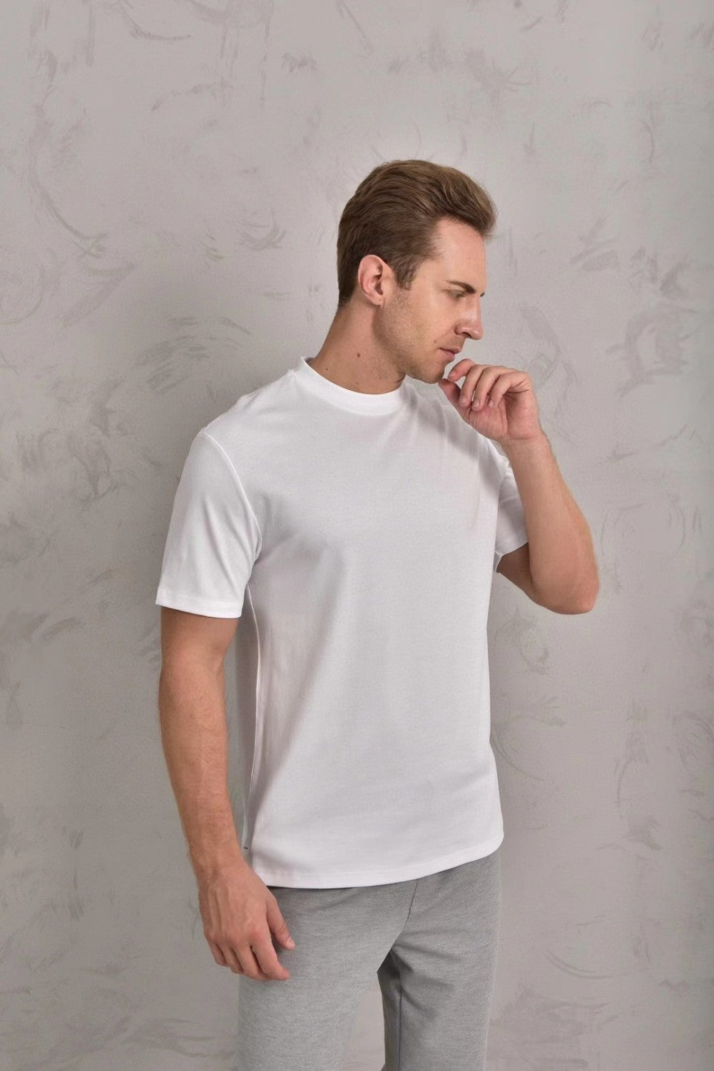 Loro Piana Men's Summer Solid Color Casual Fashion Round Neck Cotton Short Sleeve T-Shirt #98734