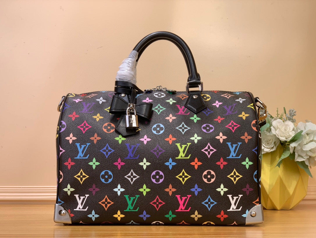 Louis Vuitton Lv X Tm Speedy Soft 30 Women Solid Color Detachable Adjustable Shoulder Strap Zipper Closure Cow Leather Single Shoulder Crossbody Tote Travel Bag Bags #75433