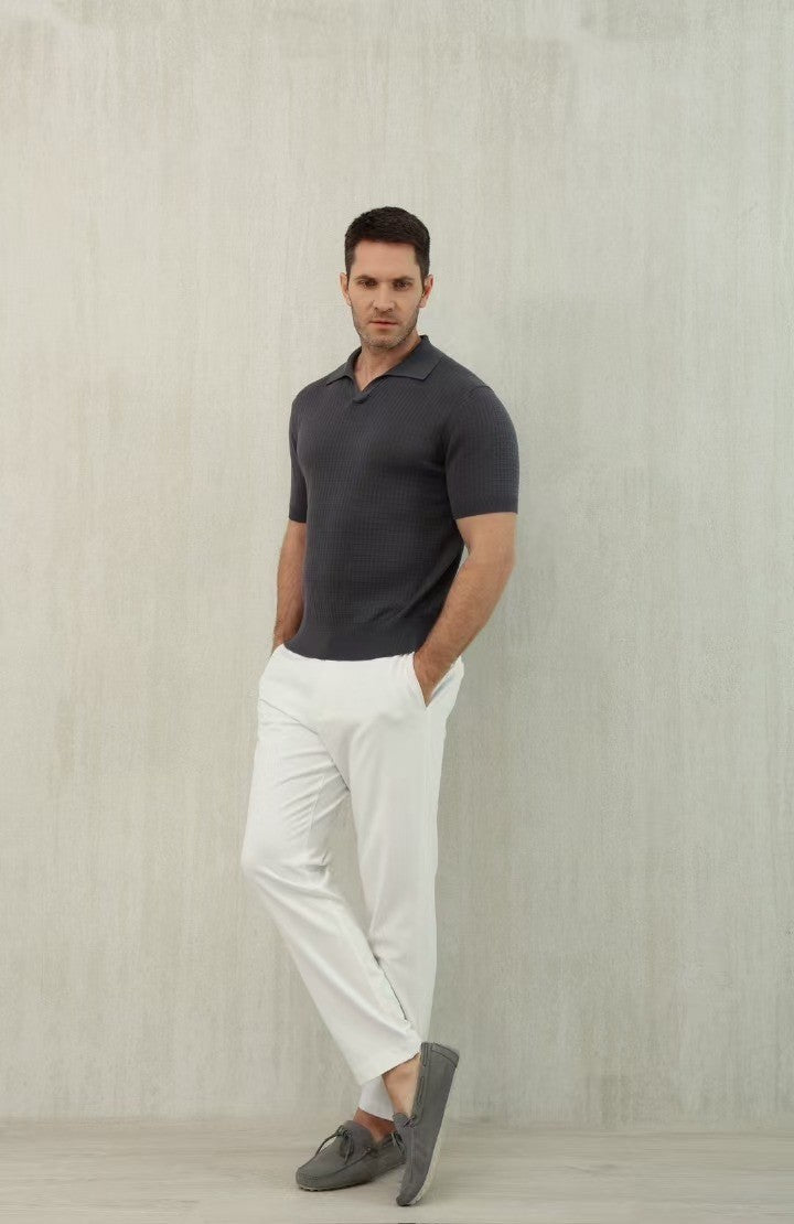 Loro Piana Men's Summer Refreshing Thin Knitted Lapel Short-sleeved Top Multicoloured Fashion Comfortable Temperament T-shirt Ngvp #9956
