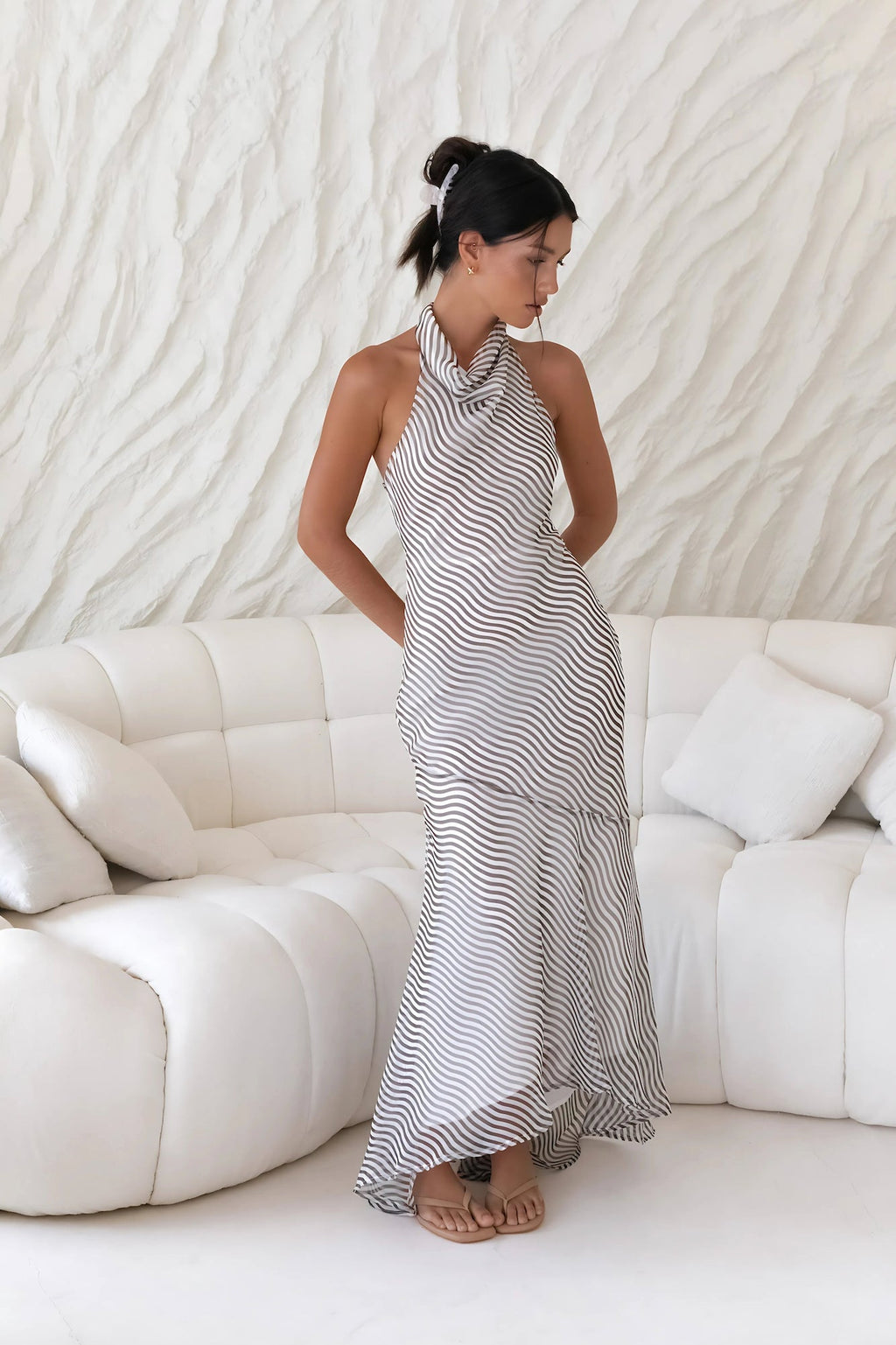 Tidal Wave Maxi Dress Brown