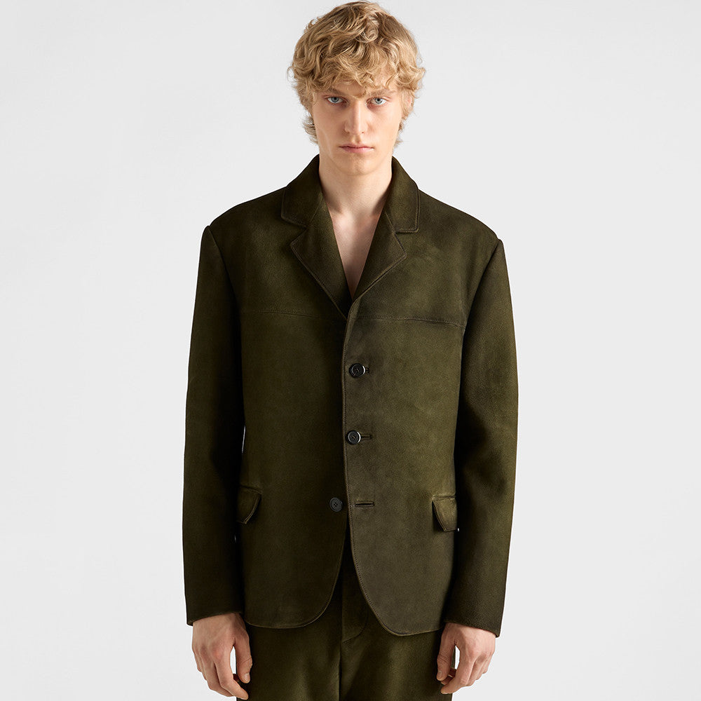 PRADA Men's Forest Green Suede Jacket #333462