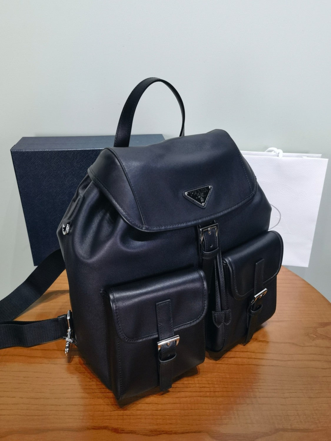 PRADA Black Medium Leather Backpack #383384