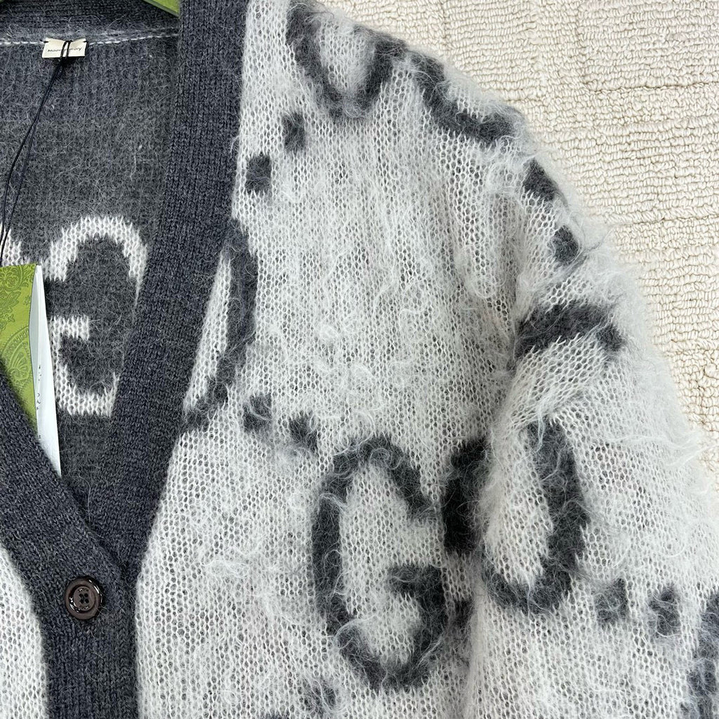 Gucci  Men's And Women's Fall/Winter Fashion Casual V-Neck Single Button Logo Classic Print Mohair Knit Cardigan #79418