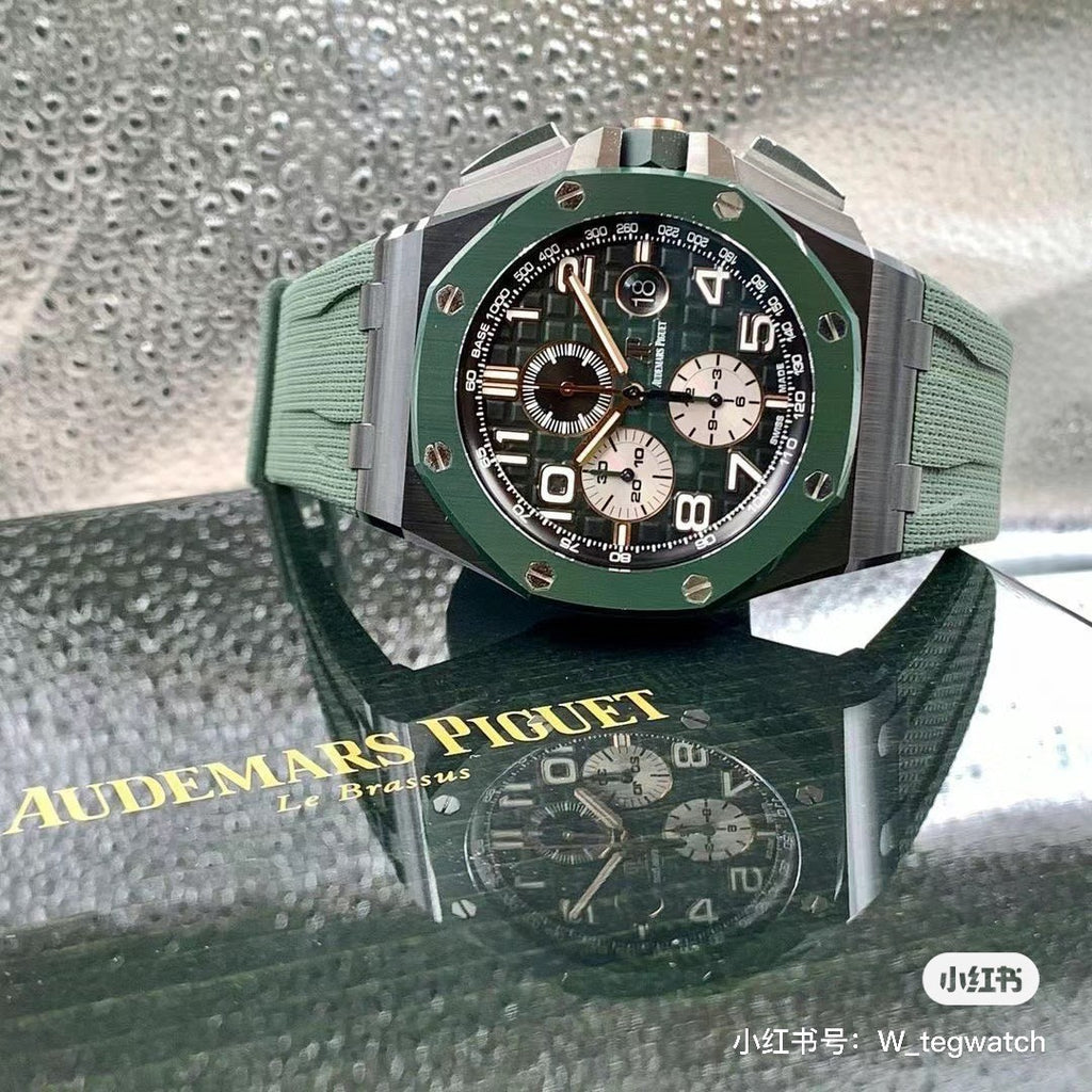 Audemars Piguet Men's Green Automatic Mechanical Movement Steel Case Royal Oak Watch #99897