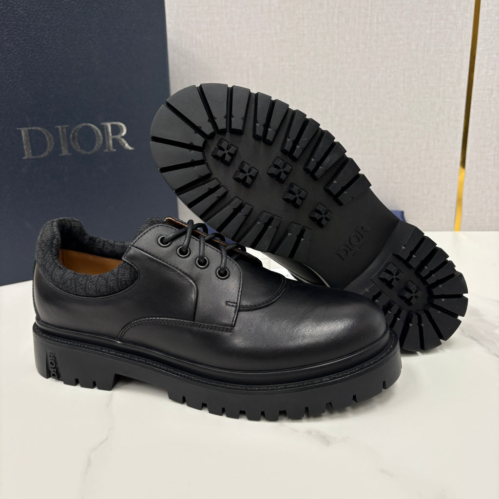 DIOR Dior Explorer III Derby Shoe Black Smooth Calfskin and Black Dior Oblique Jacquard #336111