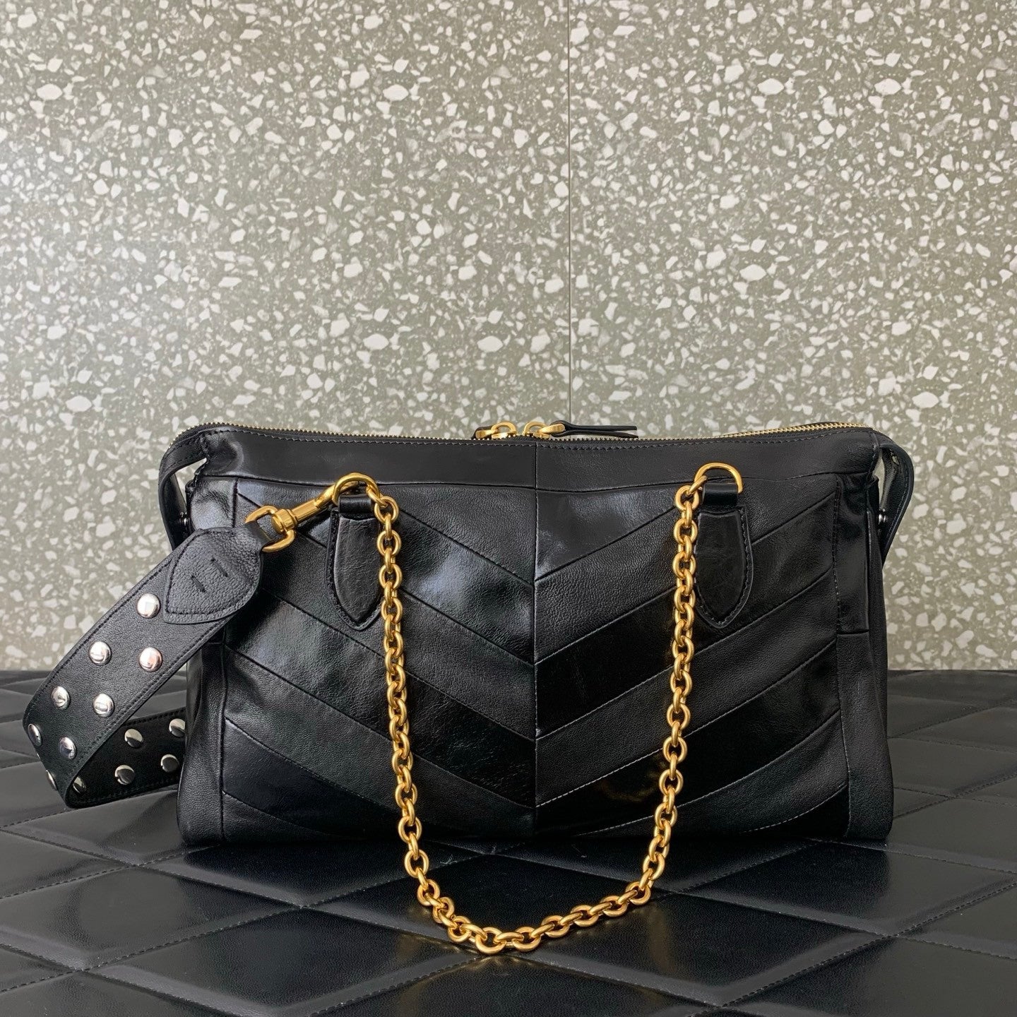 Valentino Garavani Panthea Shoulder Bag In Nappa Leather With Chevron Pattern #333756