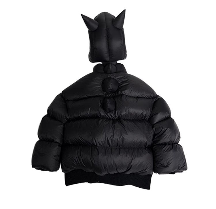 Kid's Autumn And Winter Solid Color Long Sleeve Stereoscopic Dinosaur Shaped Hat Puffer Down Jacket #31325
