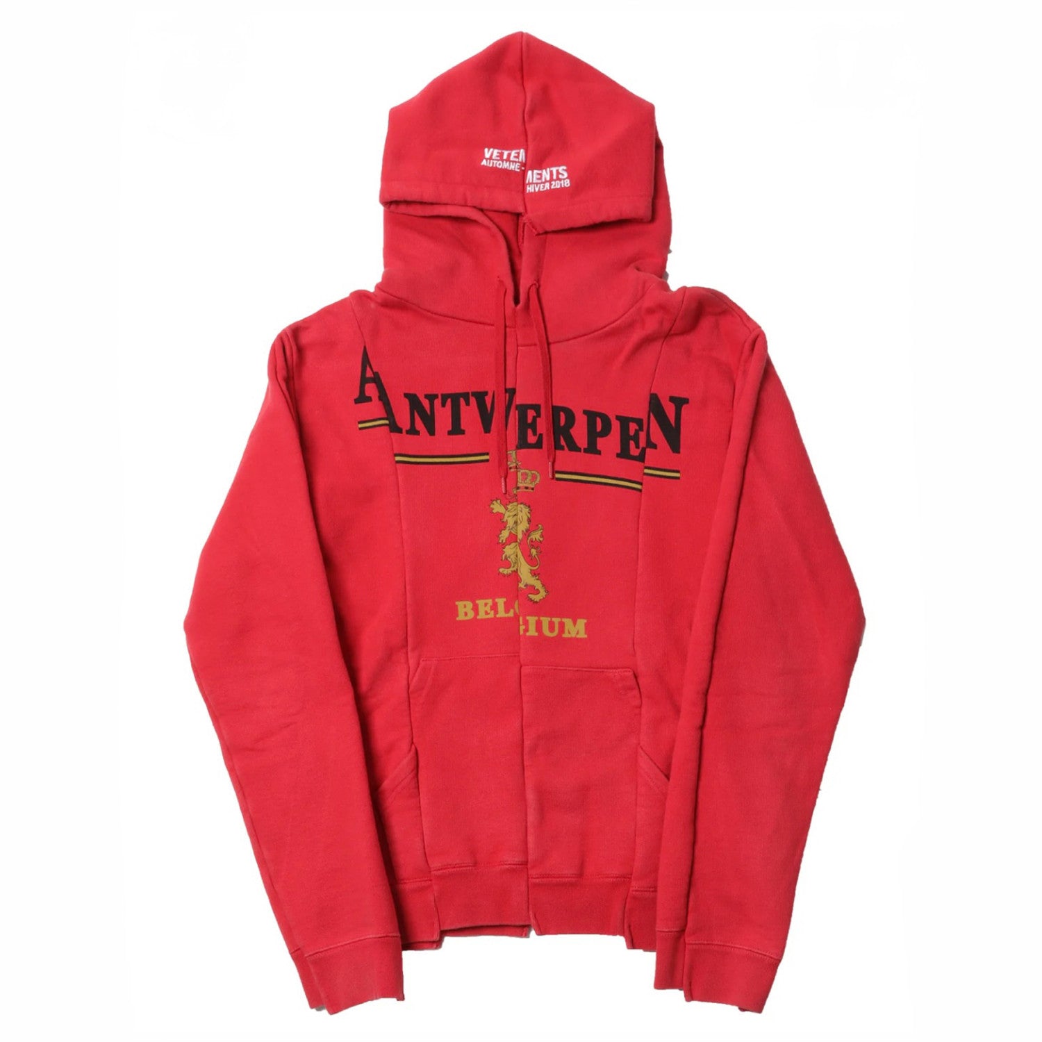 Vetements Men's Autumn And Winter Letter Misplaced Embroidery Deconstructed Sweatshirt Red Black And White Zipper Hooded Long Sleeve Loose Sweatshirt Ngvp #2456
