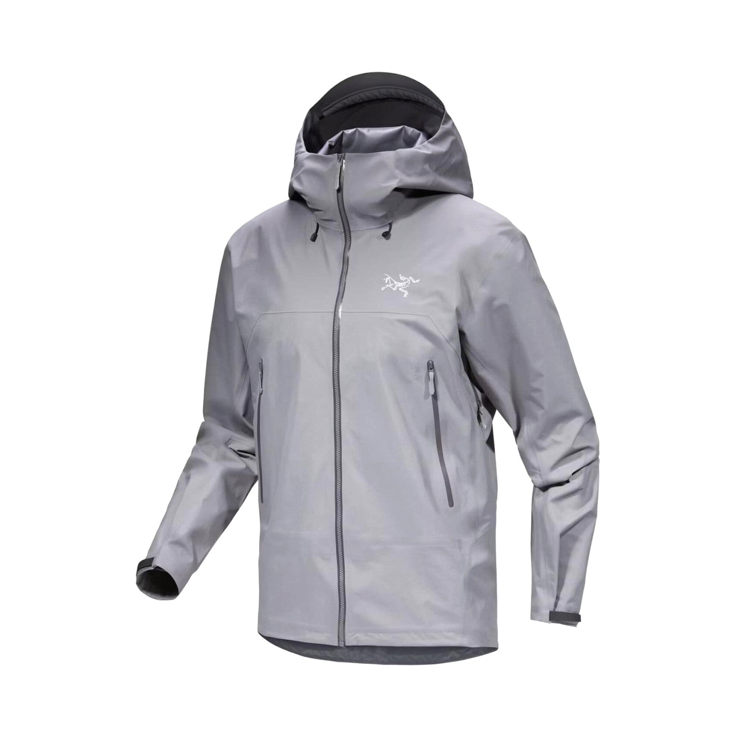 Arcteryx Men's Autumn and Winter Solid Color Waterproof Fabric Hooded Zipper Long Sleeve Jacket #76354