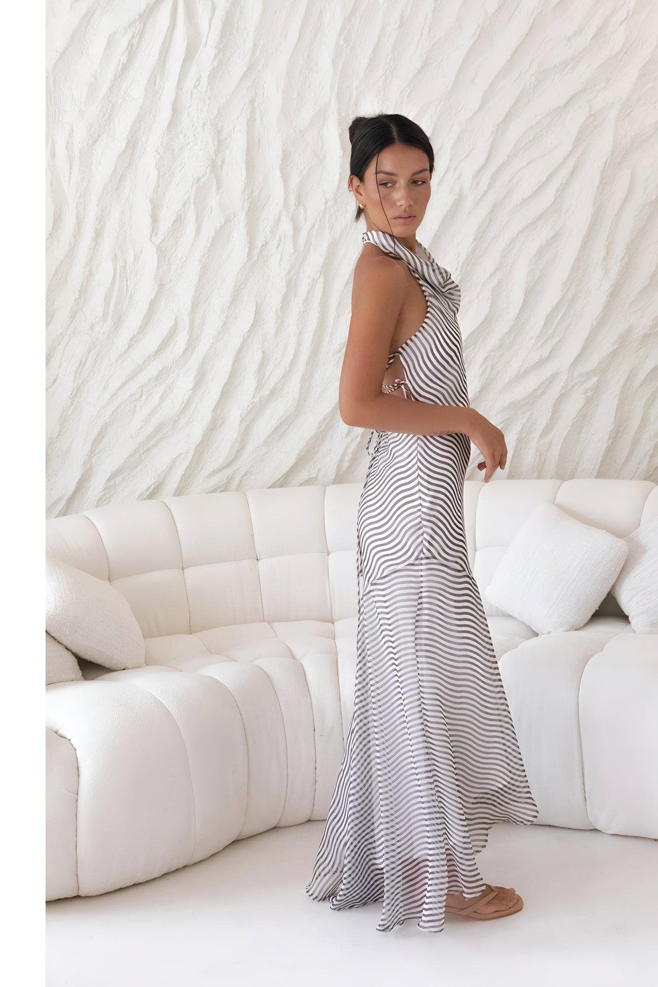 Tidal Wave Maxi Dress Brown