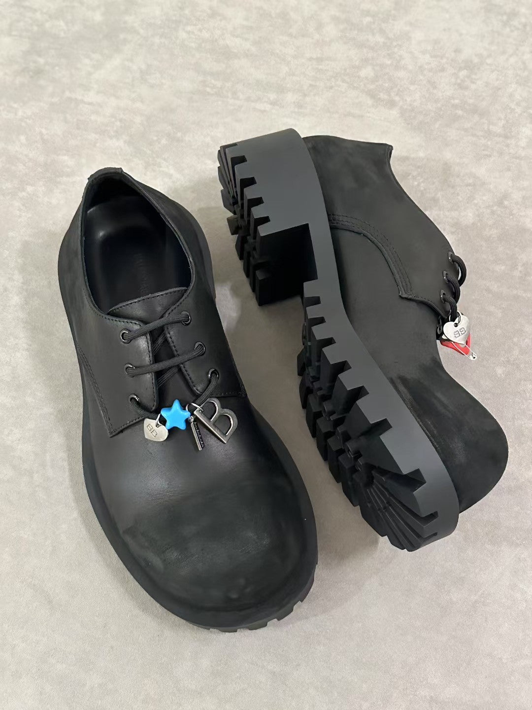 Balenciaga Men's Hummer Derbie In Black Lace-up Large-head Pendant Leather Shoes Fashionable And Trendy Casual Thick-soled Shoes Ngvp #2245