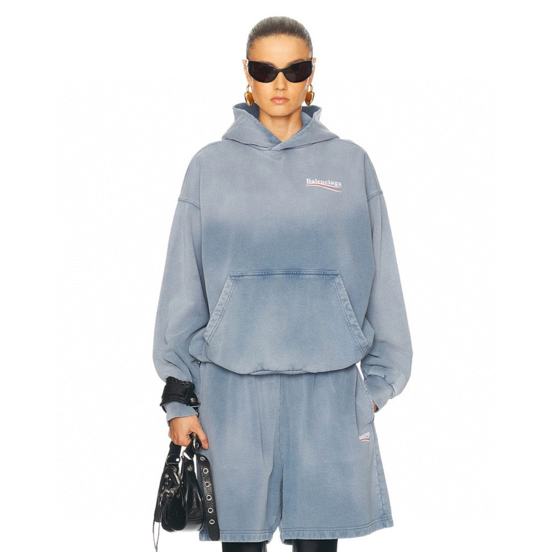Balenciaga Men's Spring And Autumn Solid Color Washed Gradient Cotton Pullover Fitted Hooded Sweatshirt #71921