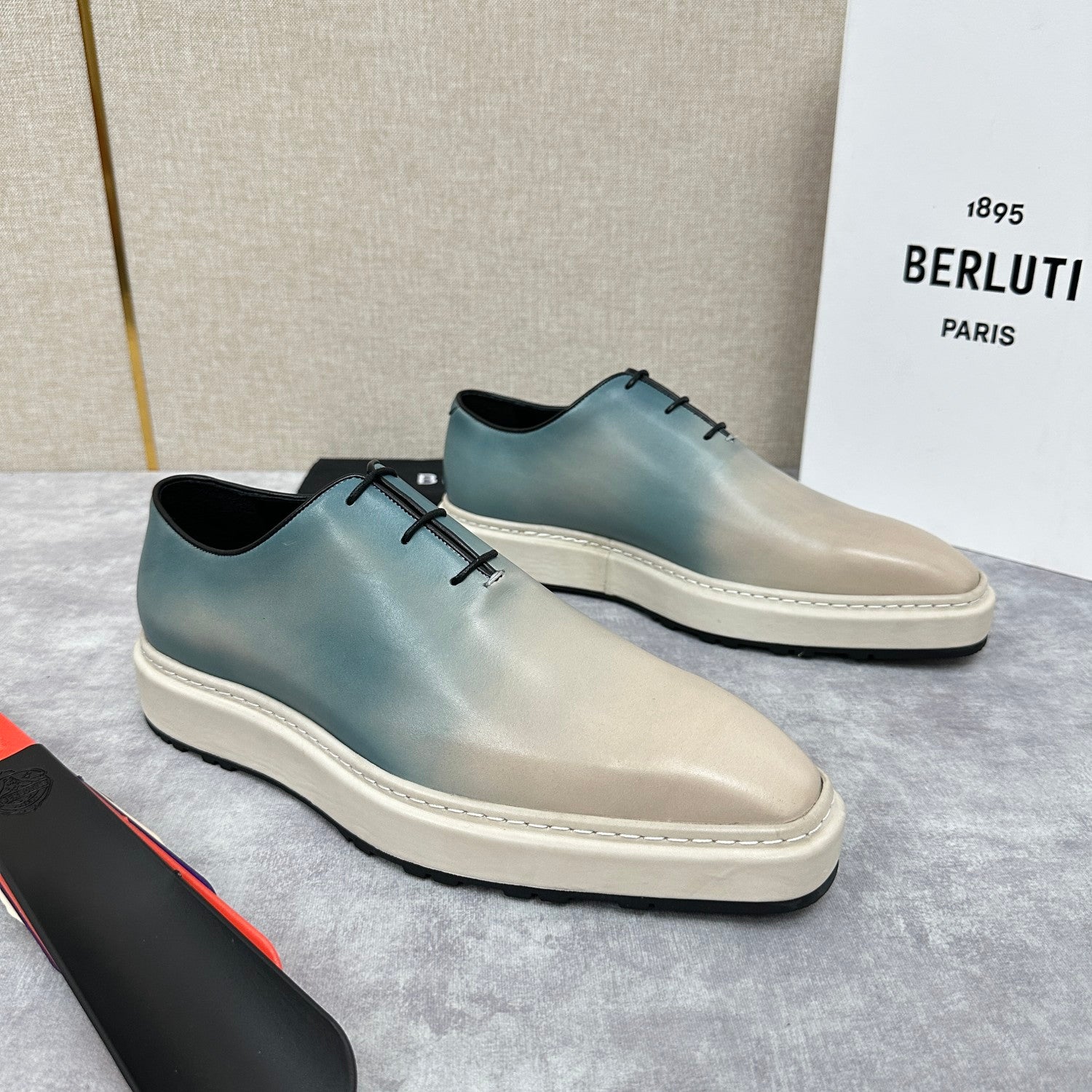 Berluti Alessandro Altof Men's Fall/Winter Fashion Classic Round Toe Slip On Lace Up Handcrafted Vintage Leather Oxford Shoes #79112