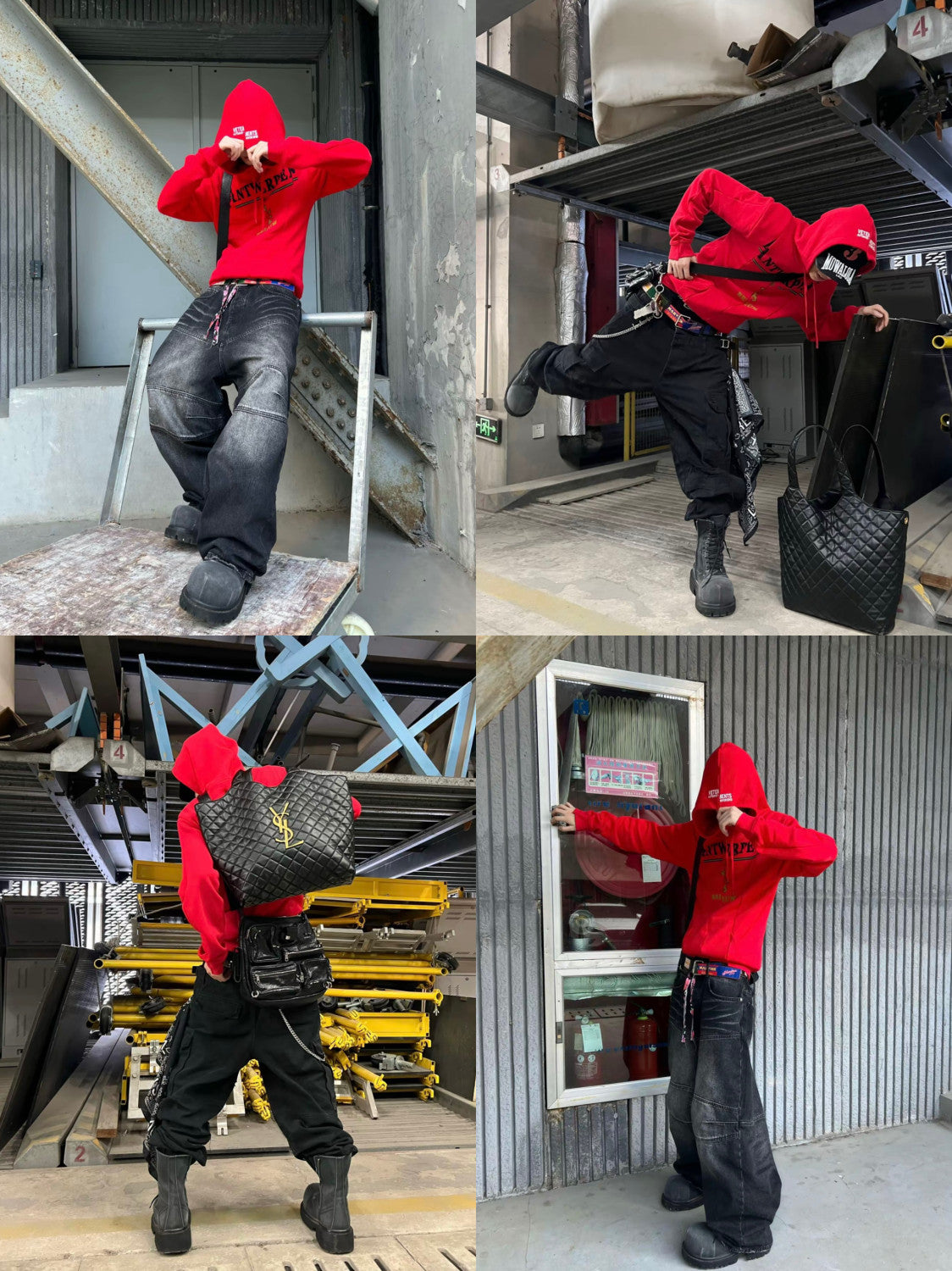 Vetements Men's Autumn And Winter Letter Misplaced Embroidery Deconstructed Sweatshirt Red Black And White Zipper Hooded Long Sleeve Loose Sweatshirt Ngvp #2456