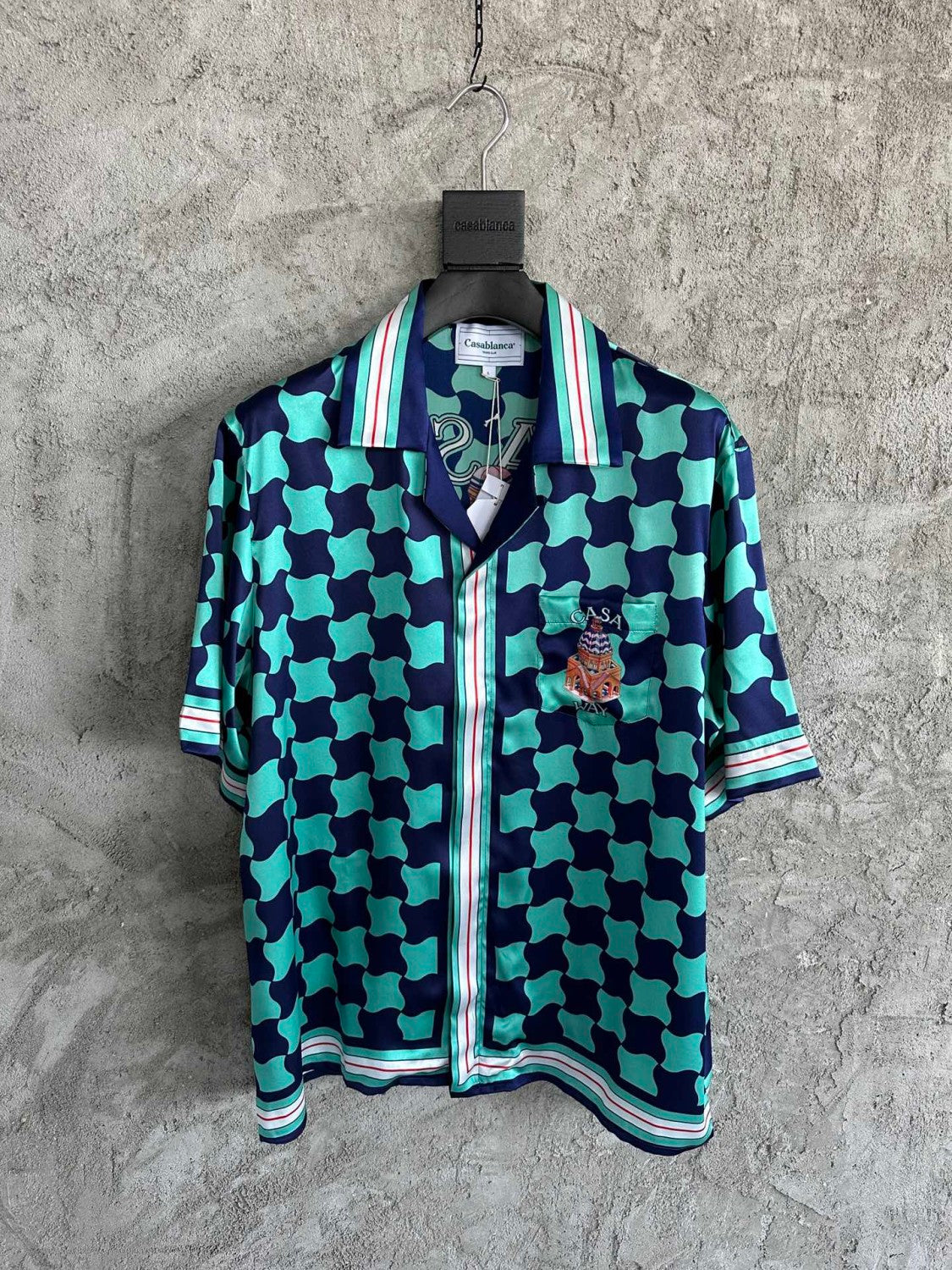Casablanca Men's Summer Geometric Pattern Printed Single-Breasted Short-Sleeved Shirt and Casual Drawstring Shorts Set #77127