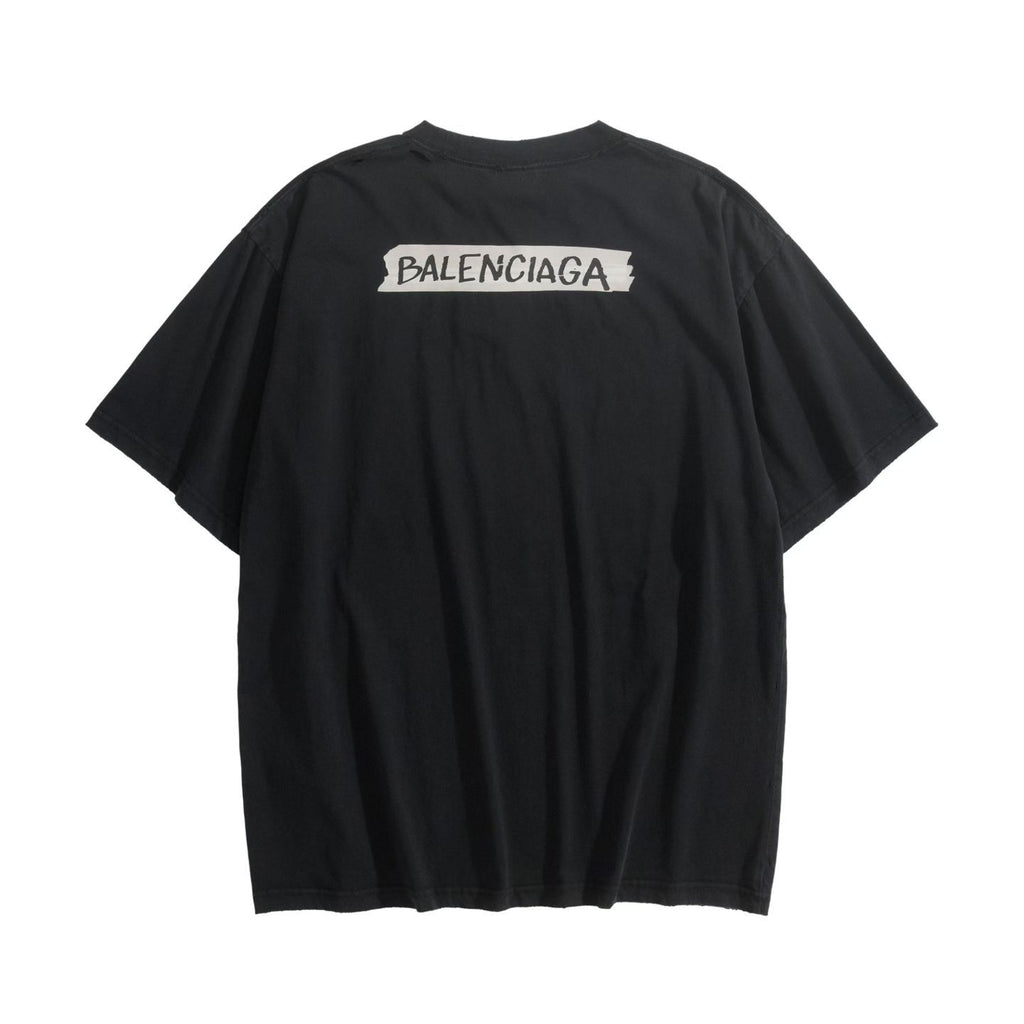 Balenciaga Women's and Men's Masking Tape T-shirt Medium Fit in Faded Black #333475
