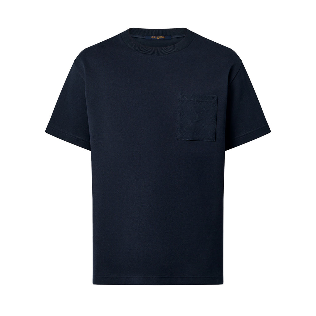 Louis Vuitton Men's Summer Solid Colour Pocket Round Neck Cotton Short Sleeve T-Shirt #74562