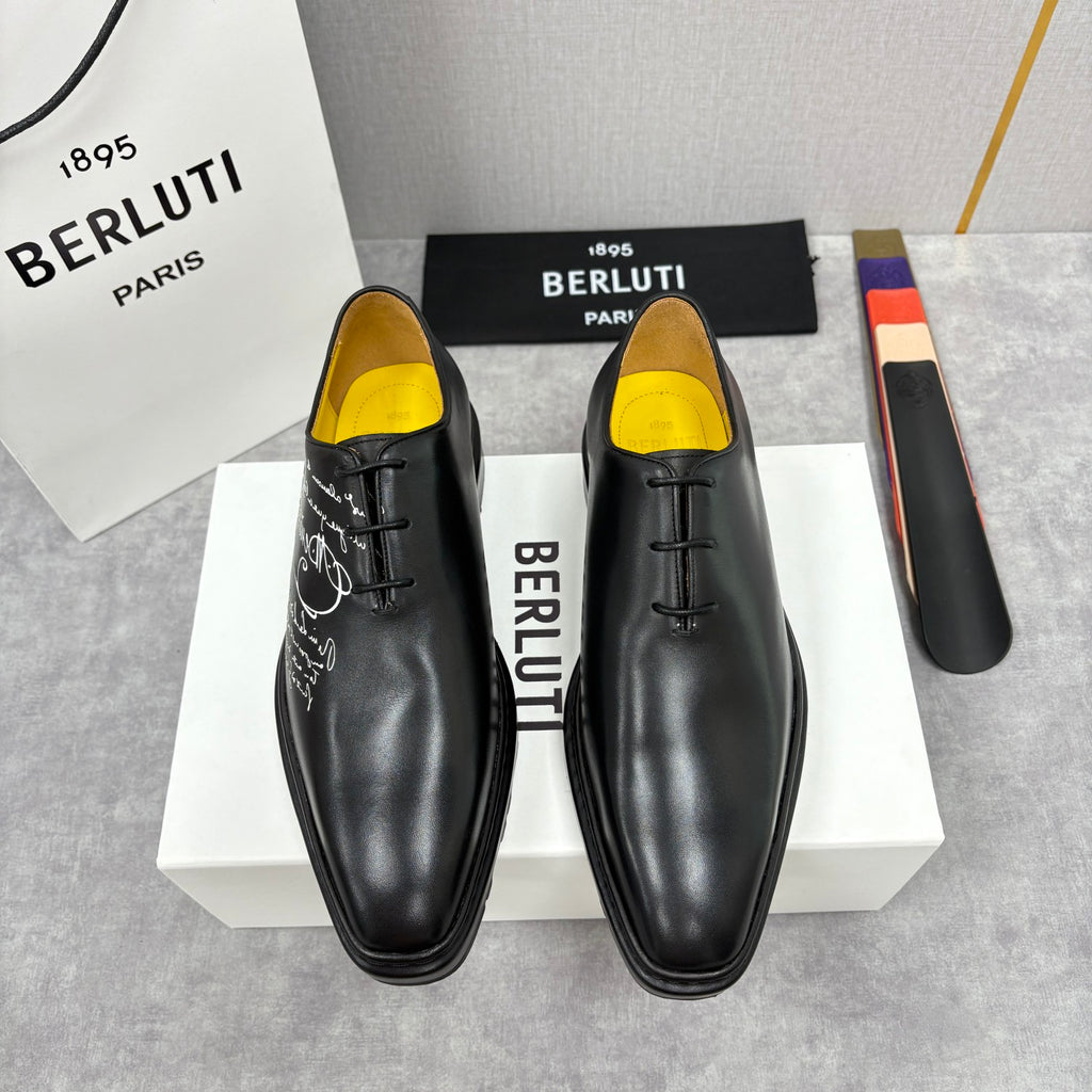 Berluti Men's Spring/Fall Classic Elegant Leather-Sourced Elastic Formal Midsole Dress Shoes #78574
