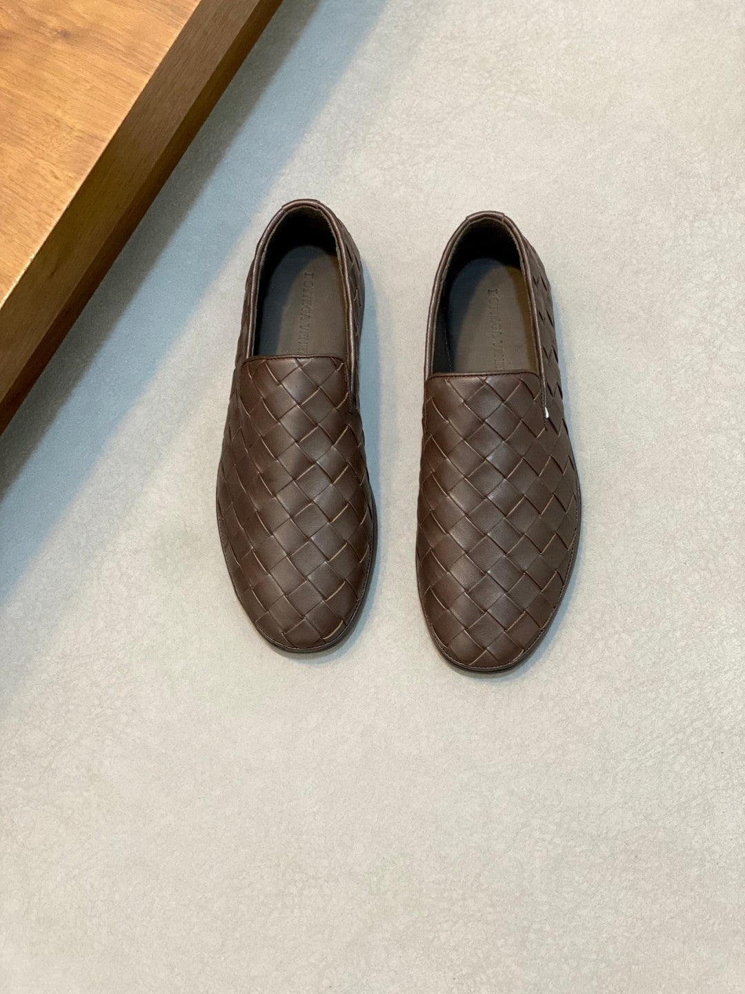 Bottega Veneta Men's and Women's Spring/Fall Fashion Casual Round Toe Slip On Leather Hand-Woven Oxford Shoes Shoes #78859