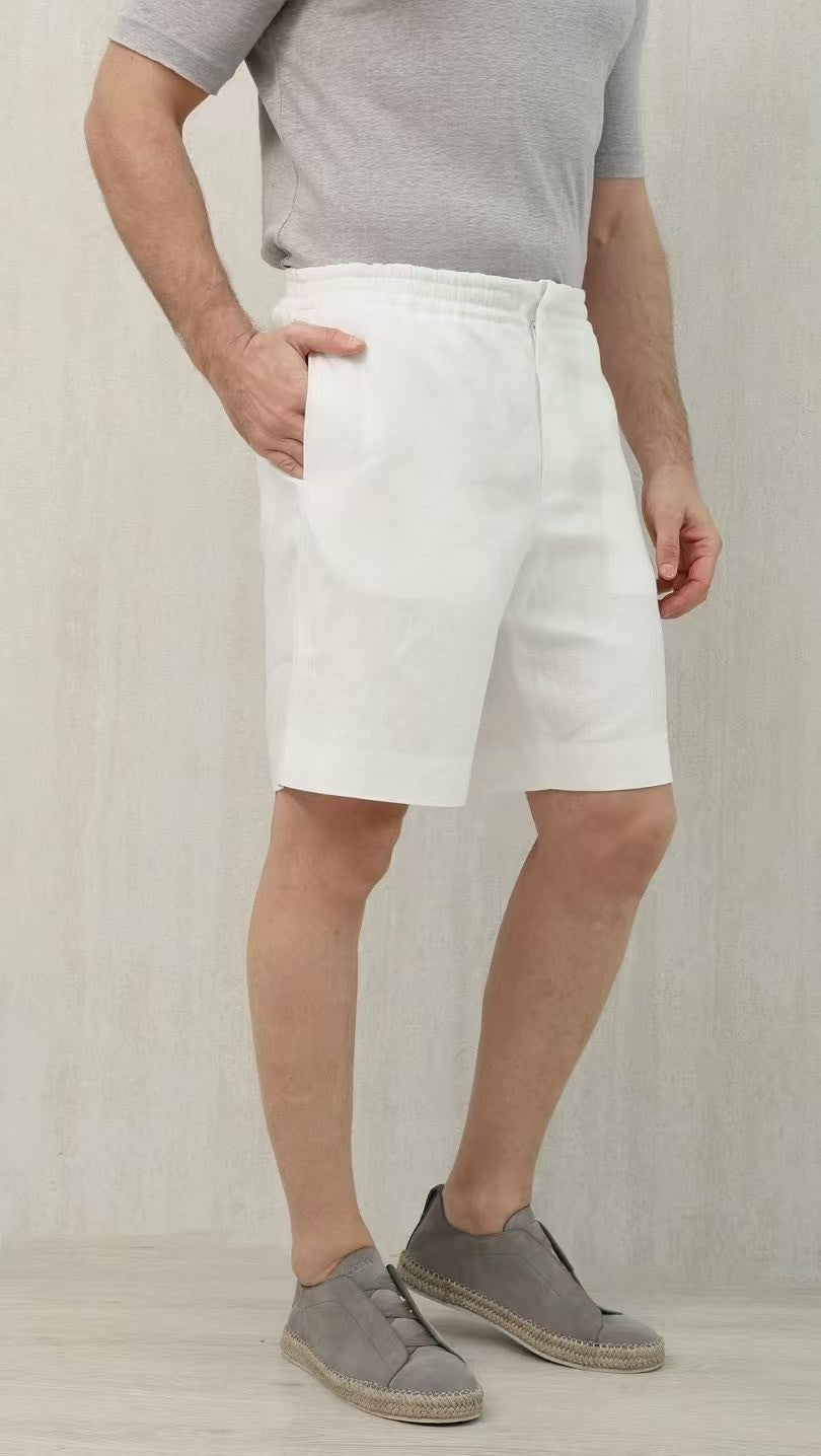 Ermenegildo Zegna Men's Summer Mid Waist Straight Solid Color Linen Casual Shorts Ngvp #1234