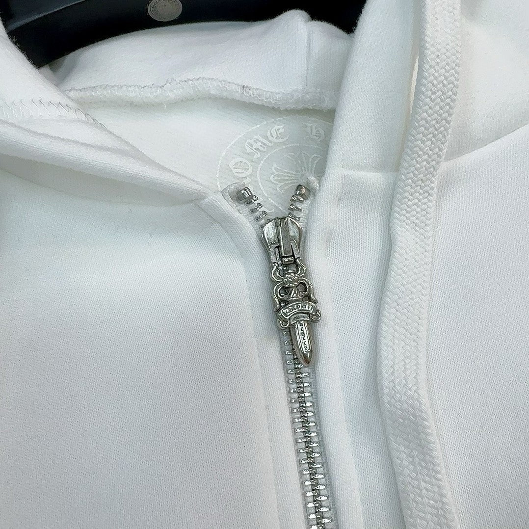 Chrome Hearts Men's Spring and Fall Solid Color Logo Printed Zipper Long Sleeve Hooded Jacket #73629