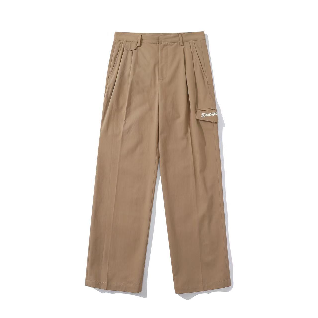 Louis Vuitton Men's Spring and Autumn Solid Color Embroidered Letter Printed Cotton Woven Fabric Casual Pants #76567