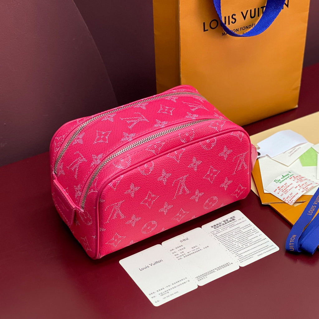 LOUIS VUITTON DOPP KIT Mini Toiletry Bag Monogram Heritage Canvas Zipper Mini Wallet Bag Bags  #82262A