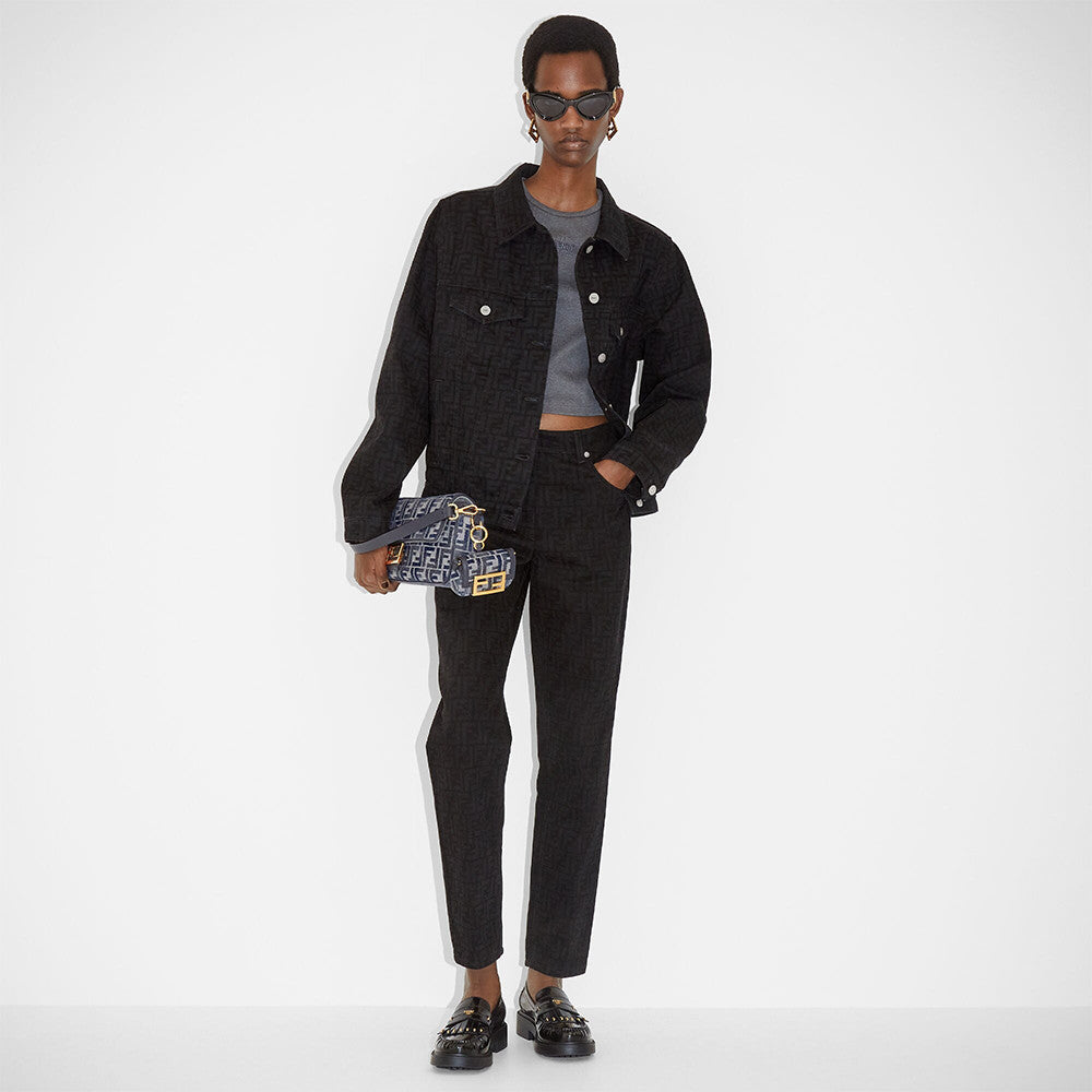 Fendi FF Motif Denim Jacket Long Jeans Jeans Black #333143