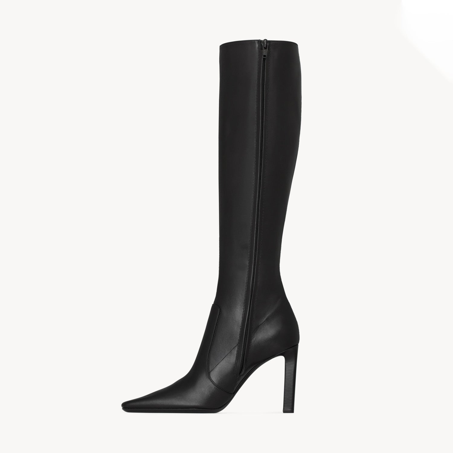 Saint Laurent FRANCOISE Women's Classic Pointed Toe Side Zip Leather High Heel Boots 10cm Heel High Heel Shoes #79181