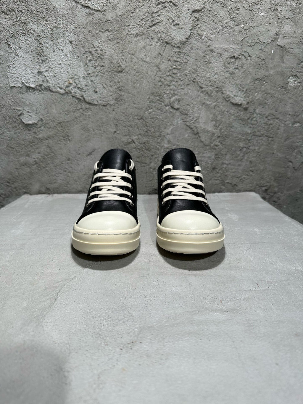 Rick Owens Kid's Four Seasons Retro Cowhide Low Top Round Toe Lace Up Black Casual Shoes #31333