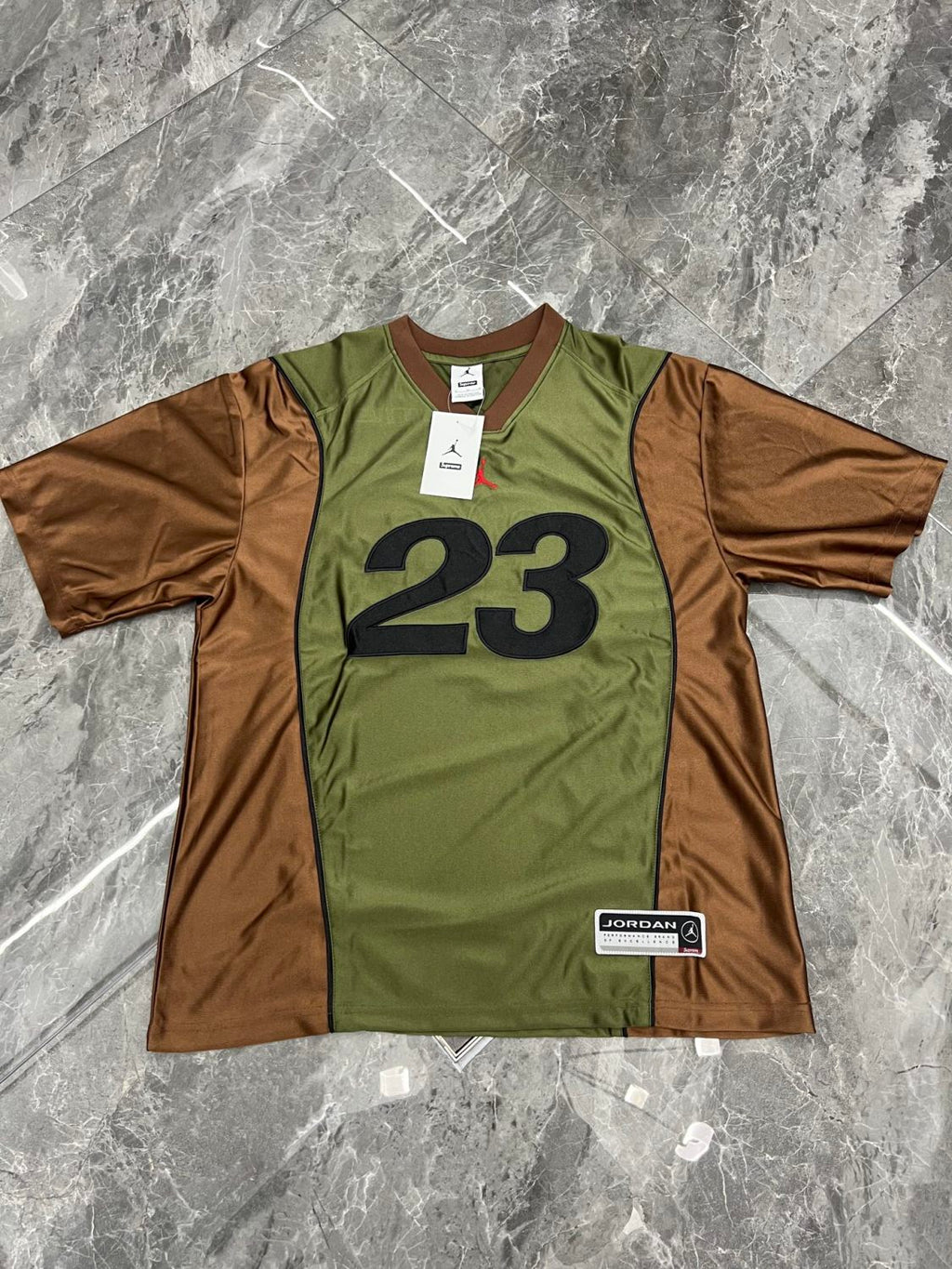 Supreme x aj Jordan Men's Summer Chest 23 Print Round Neck Short Sleeve T-Shirt Casual Shorts Set Suit #76482