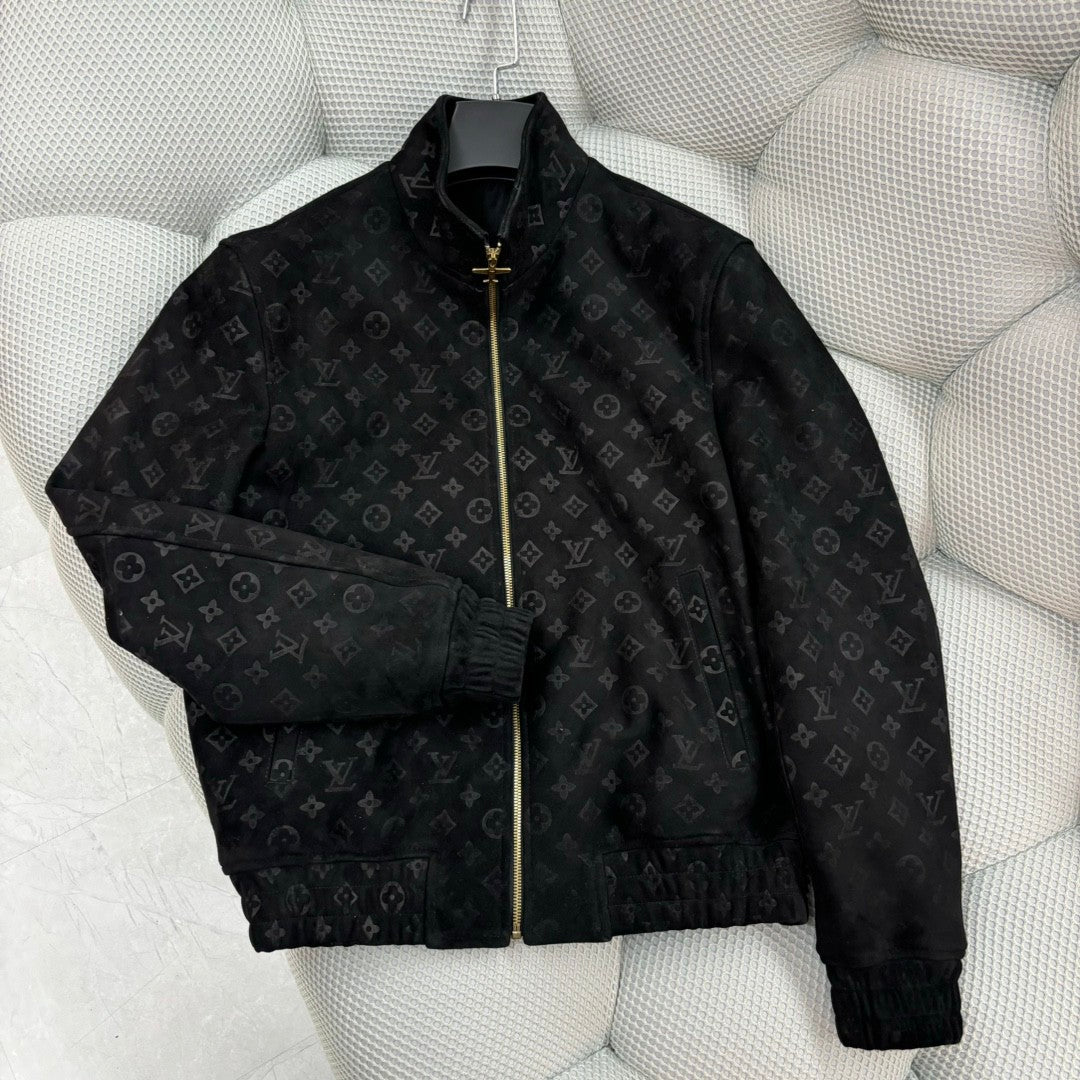 Louis Vuitton Men's Autumn and Winter Letter Printed Solid Color Zipper Long Sleeve Jacket #73149