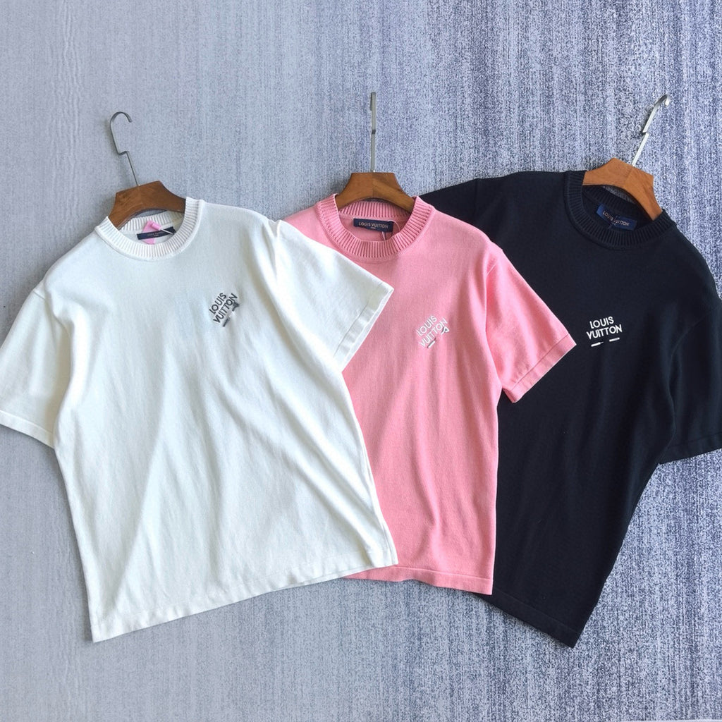 Louis Vuitton Men's Summer Embroidered Logo Round Neck Cotton Short Sleeve T-Shirt #99122