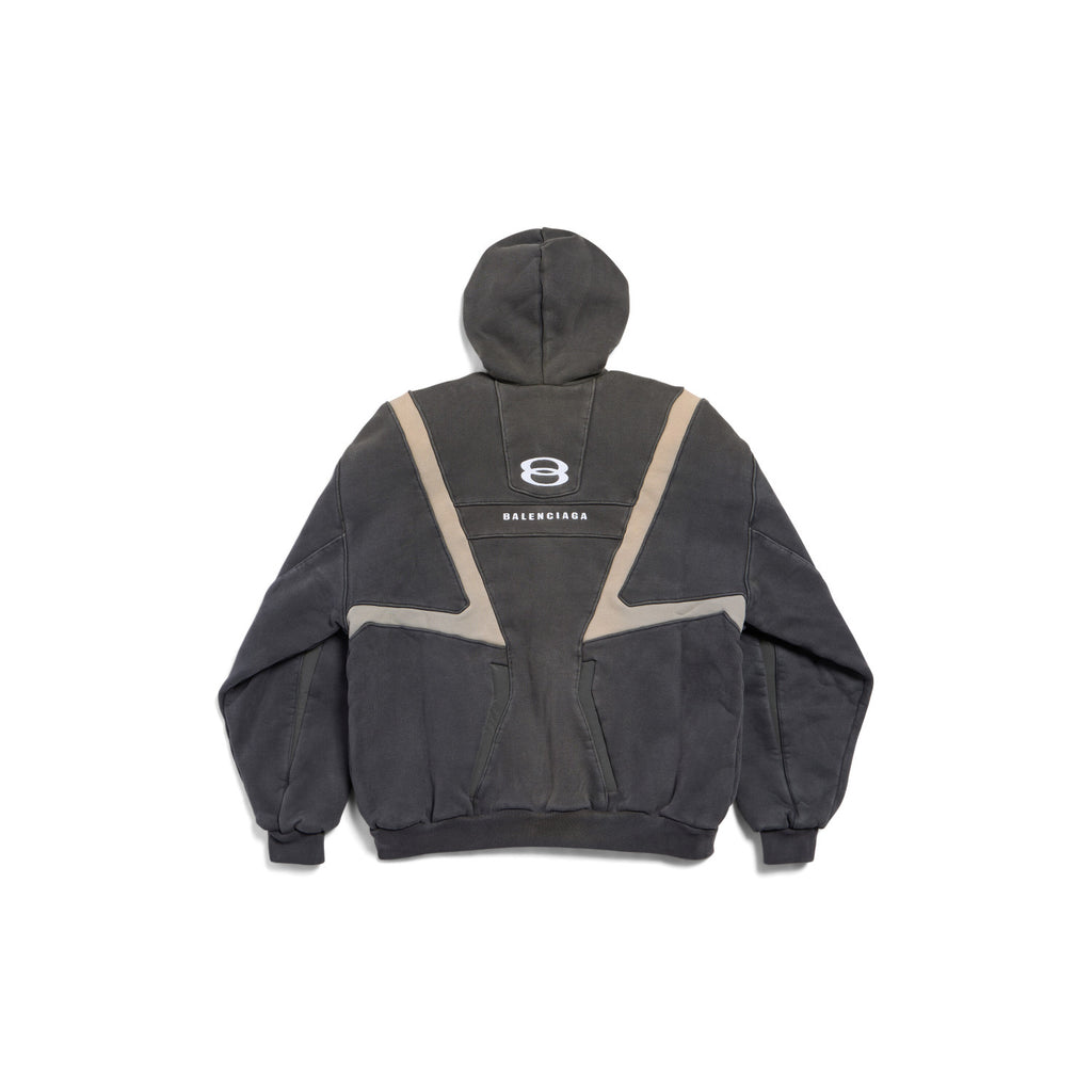 Balenciaga Men's Women's Spring And Autumn Unity Sports Icon Biker Black Zipper Loose Long Sleeve Hooded Sweatshirt Jacket Ngvp #9312