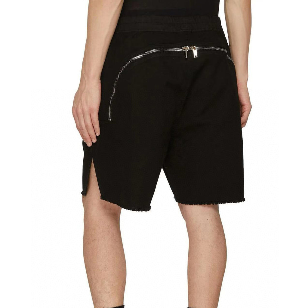 Rick Owens Men's Spring/Summer Drawstring Tie Mid Waist Cotton Solid Color Loose Casual Shorts Back Zipper Ngvp #1951