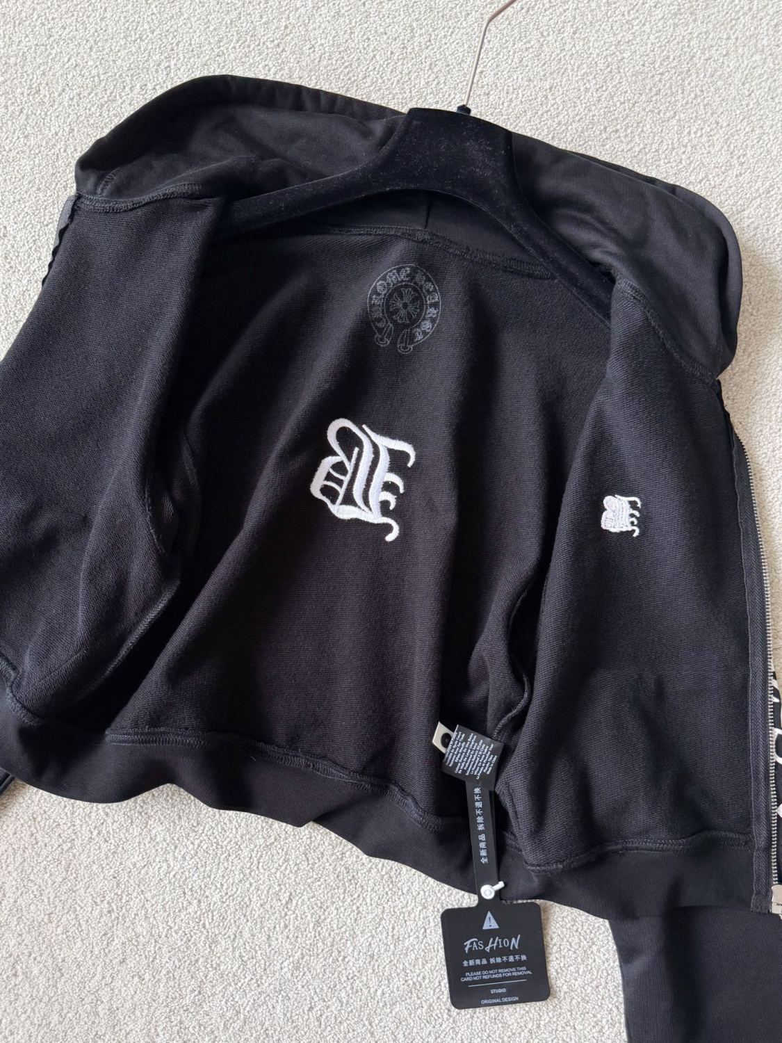 Chrome Hearts Women's And Men's Fashion Casual Solid Color Hooded Zipper Pullover with Letter Print Pattern Loose Fit Jacket #78493