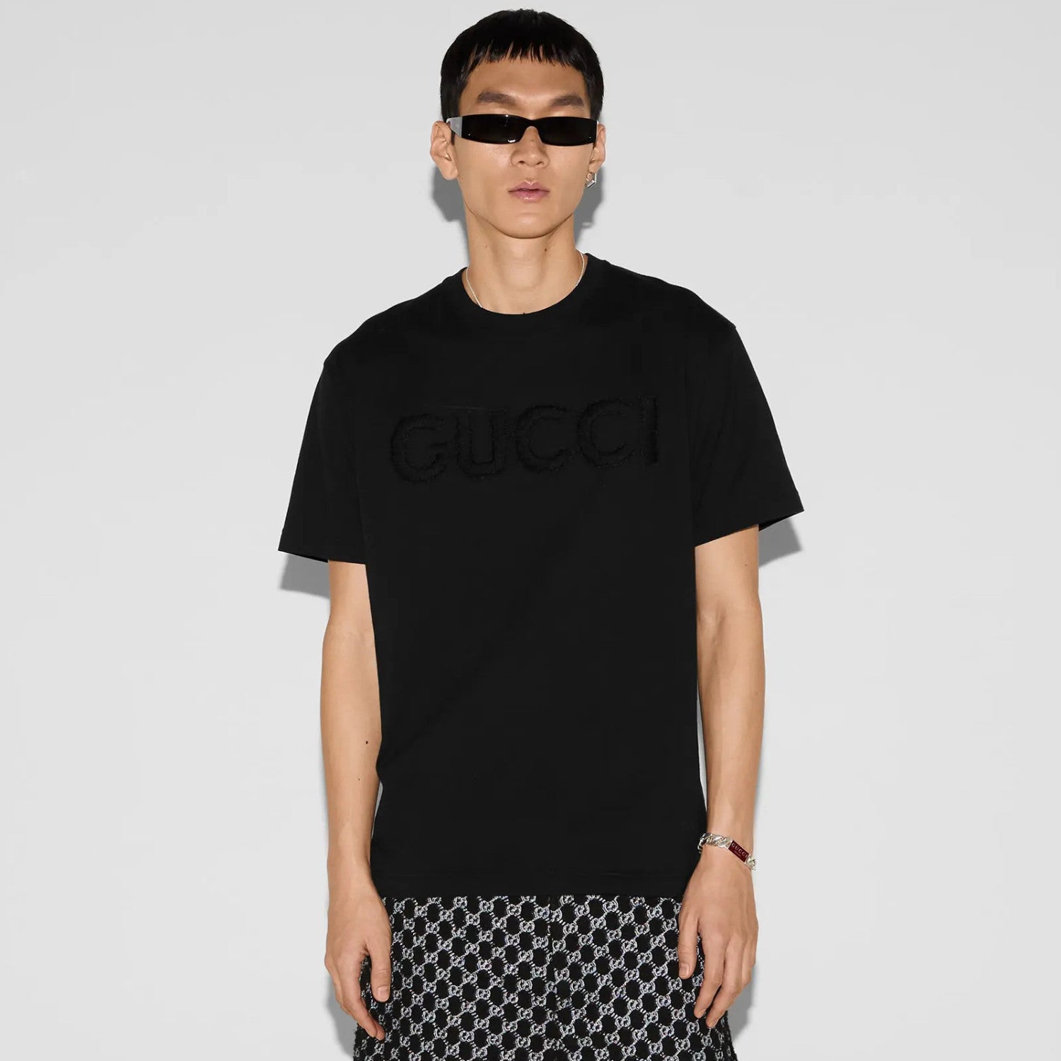 Gucci Men's Summer Solid Color Embroidered Letter Print Round Neck Cotton Short Sleeve T-Shirt #76389
