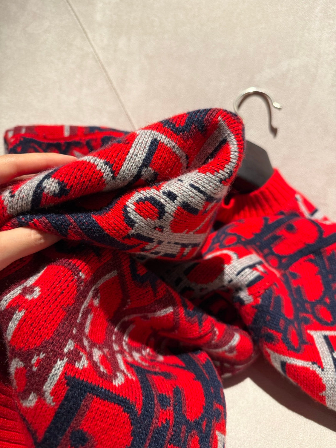 DIOR Dior Oblique Sweater Red Wool Jacquard #375646