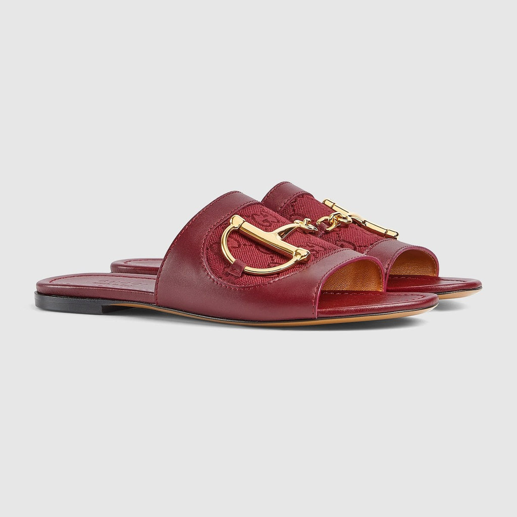 Gucci Women's Summer Fashion Casual Round Toe Flat Leather Horse Bit Buckle Sandals  Shoes #78393