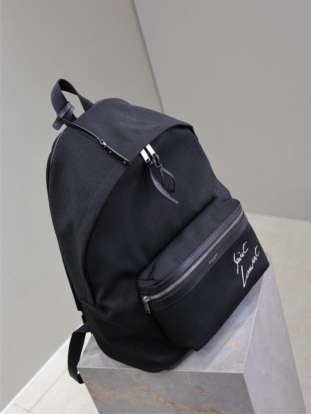 CITY Saint Laurent Embroidered Letter Fabric Leather Panel Backpack Schoolbag Bag Bags #76462