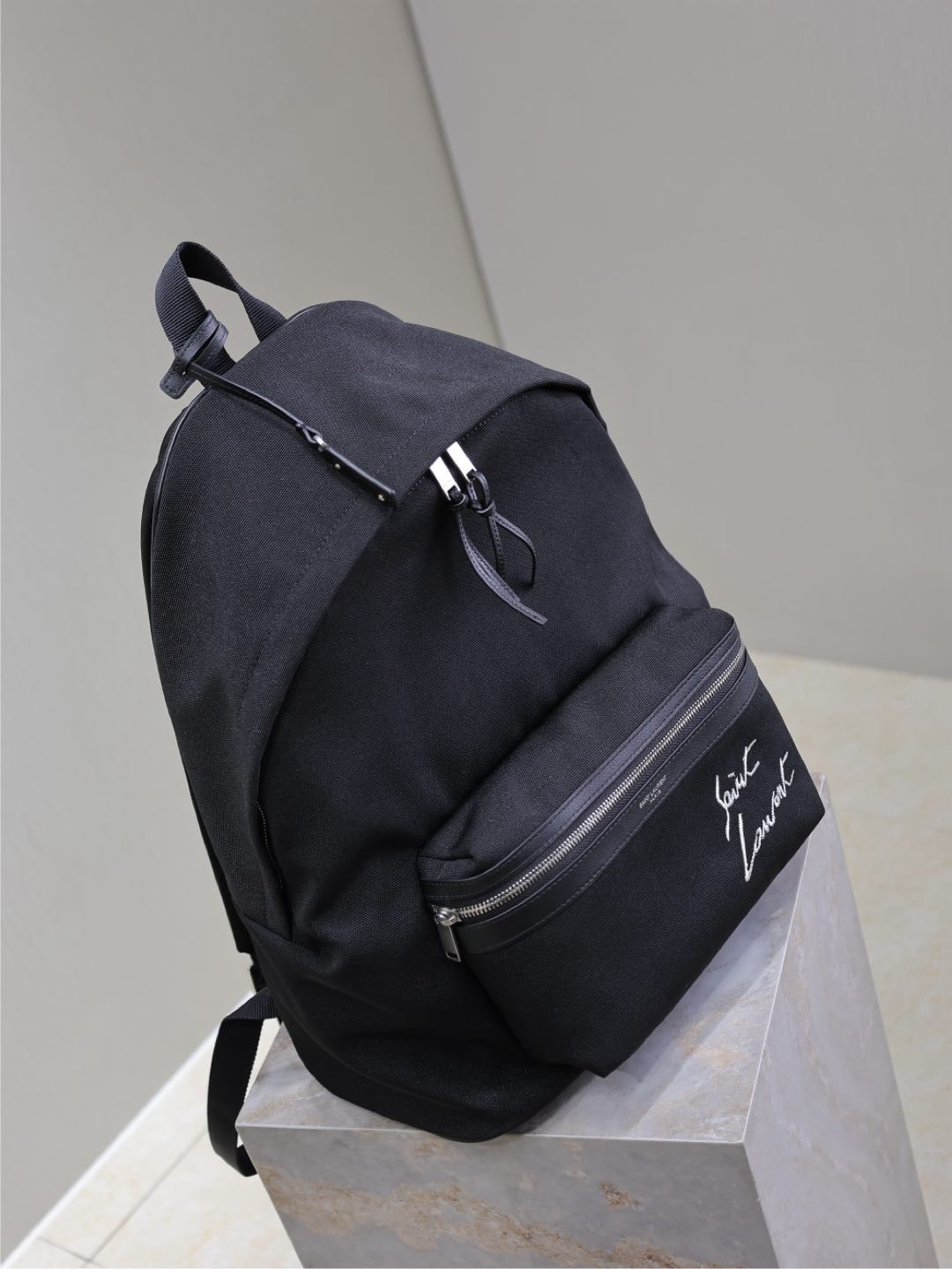 CITY Saint Laurent Embroidered Letter Fabric Leather Panel Backpack Schoolbag Bag Bags #76462