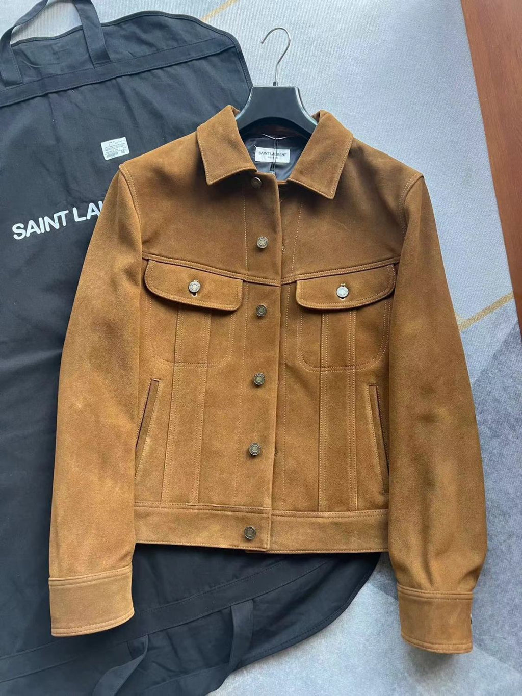 SAINT LAURENT  Suede Lapel Button Jacket Coat #95154