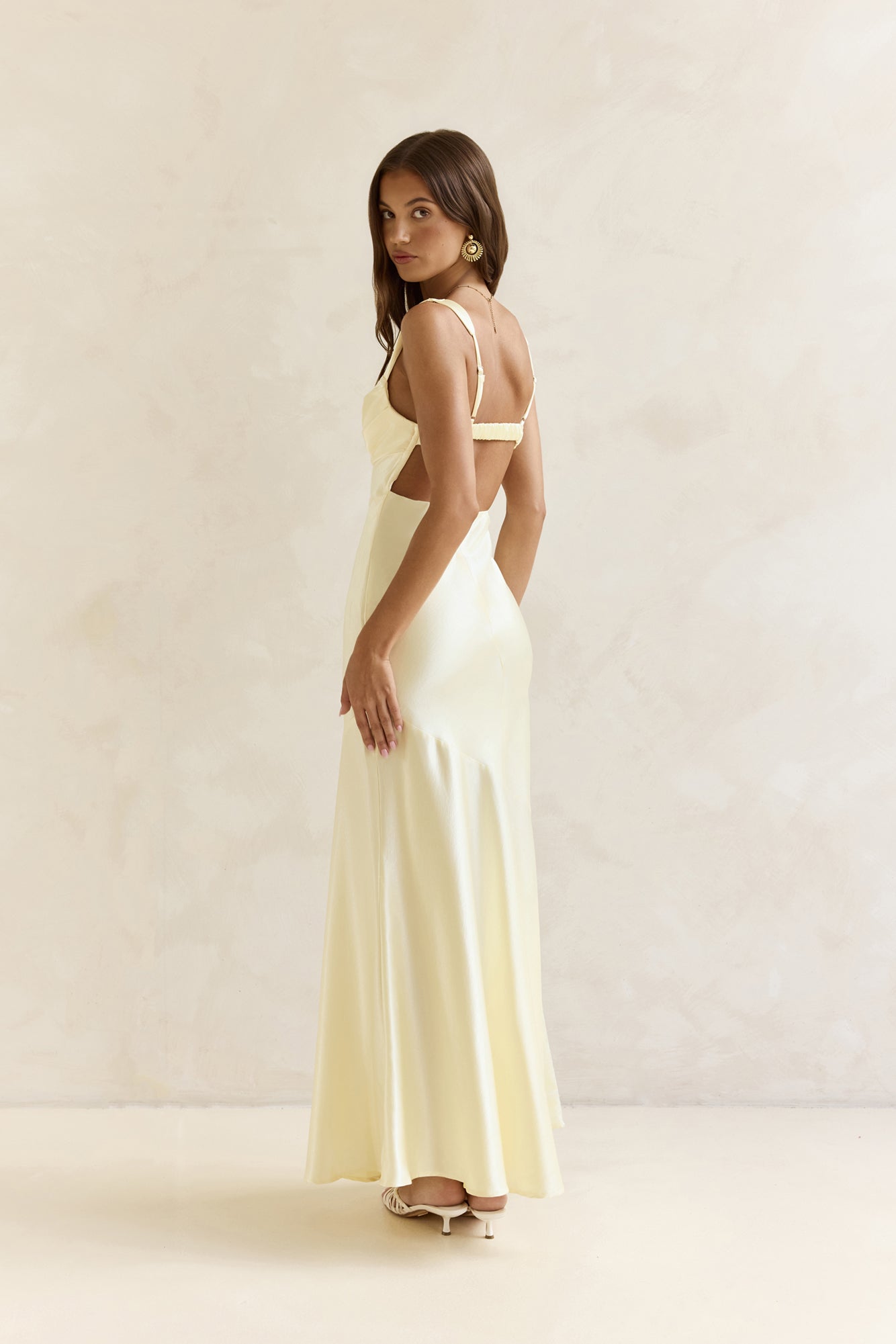 Wish From An Angel Satin Maxi Dress Yellow
