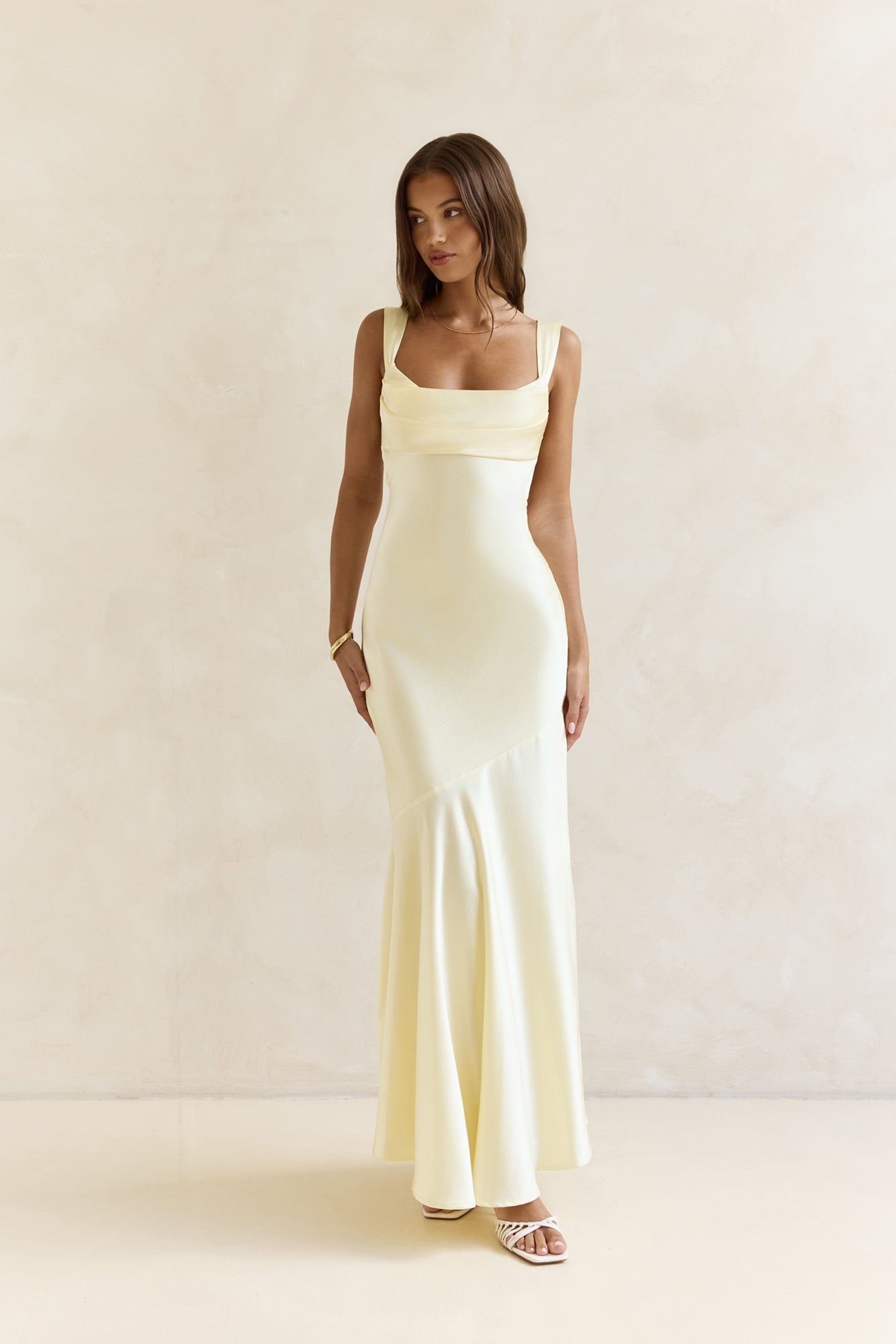 Wish From An Angel Satin Maxi Dress Yellow
