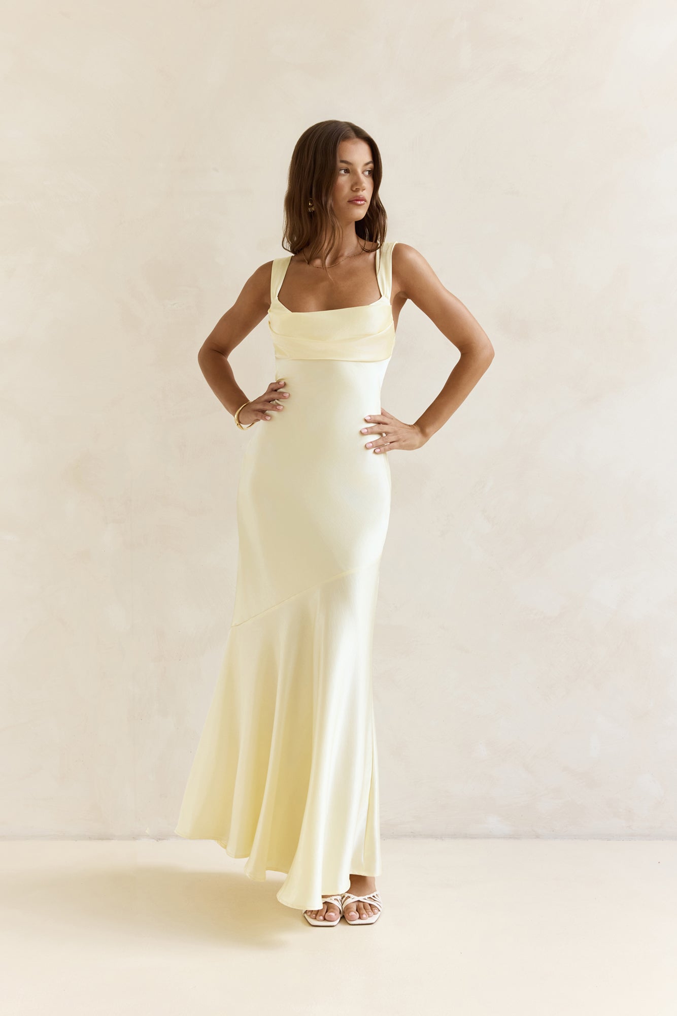 Wish From An Angel Satin Maxi Dress Yellow