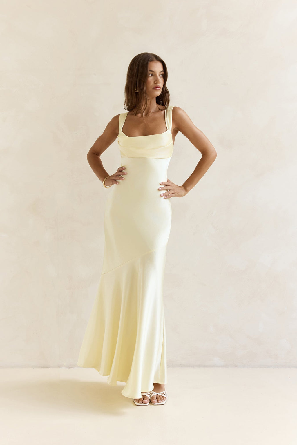 Wish From An Angel Satin Maxi Dress Yellow